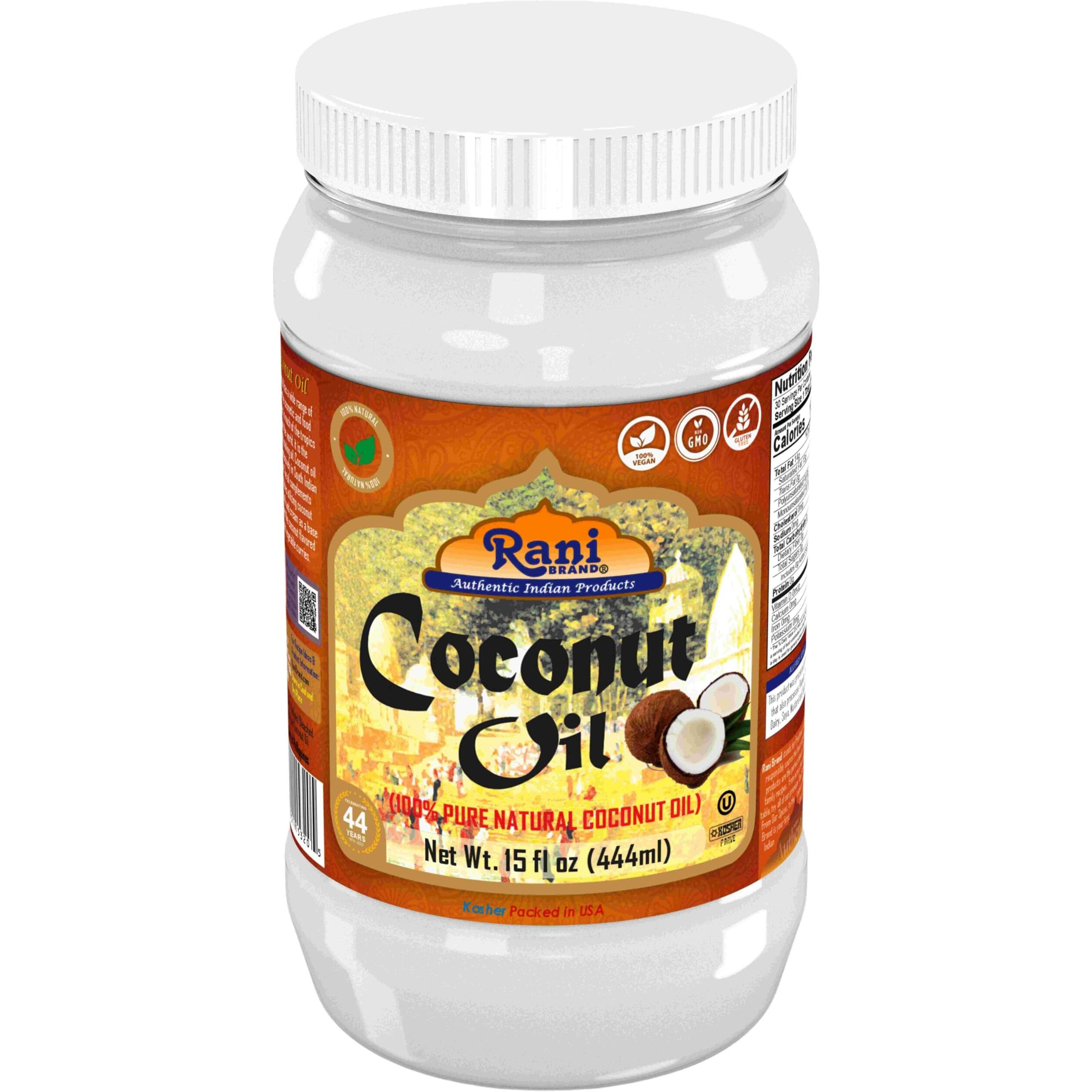 Rani Coconut Oil (100% Pure Natural Coconut Oil) 15 fl oz (444ml) Cold Pressed, NON-GMO, Gluten Free, Kosher, Vegan, 100% Natural, Packed in USA