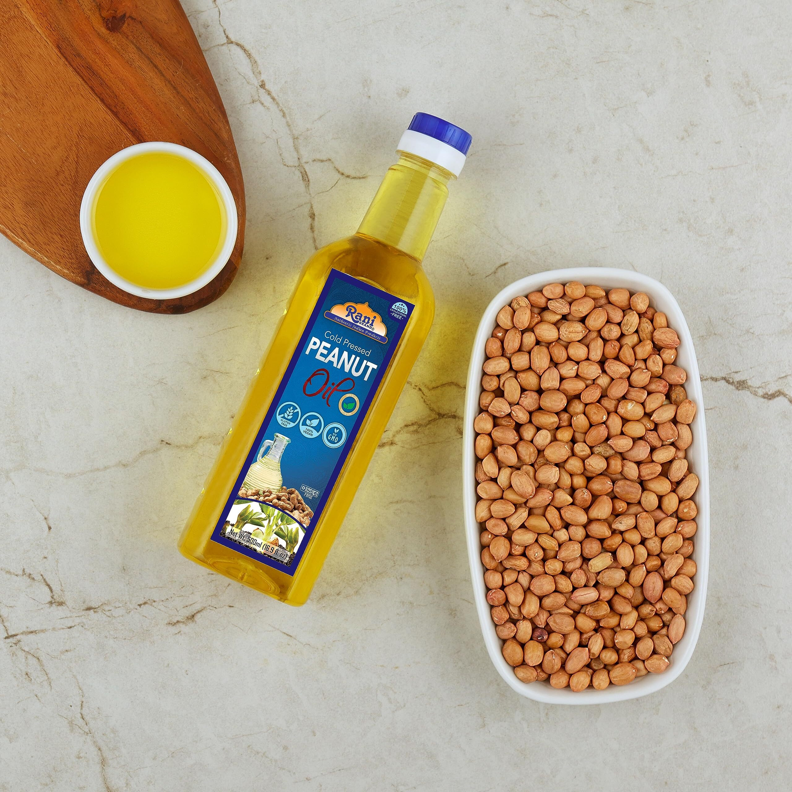 Rani Peanut Oil 16.9 Ounce (500ml) Cold Pressed, 100% Natural, NON-GMO, Kosher, Vegan, Gluten Free