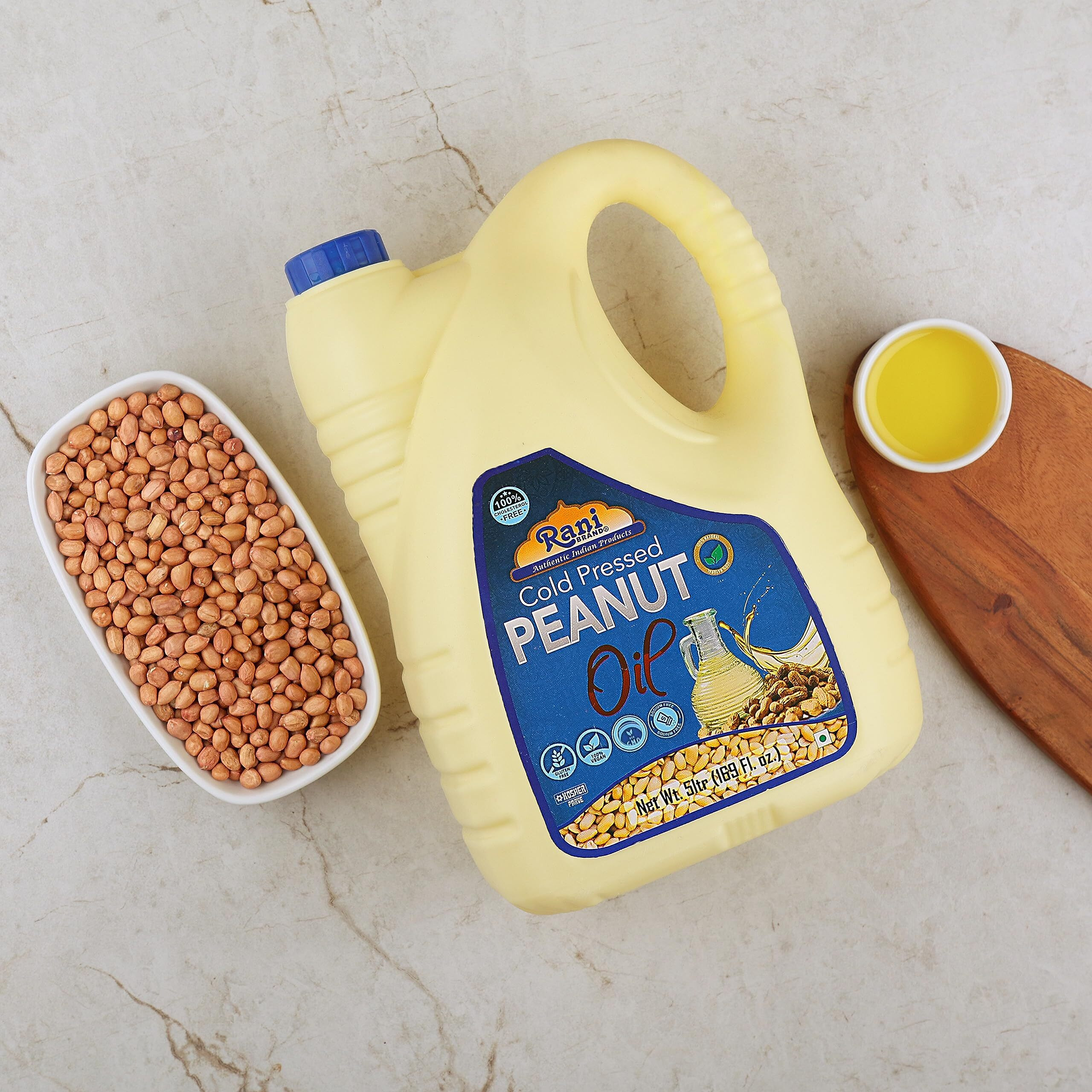 Rani Peanut Oil 169 Ounce (5 Liter) Cold Pressed, 100% Natural, NON-GMO, Kosher, Vegan, Gluten Free