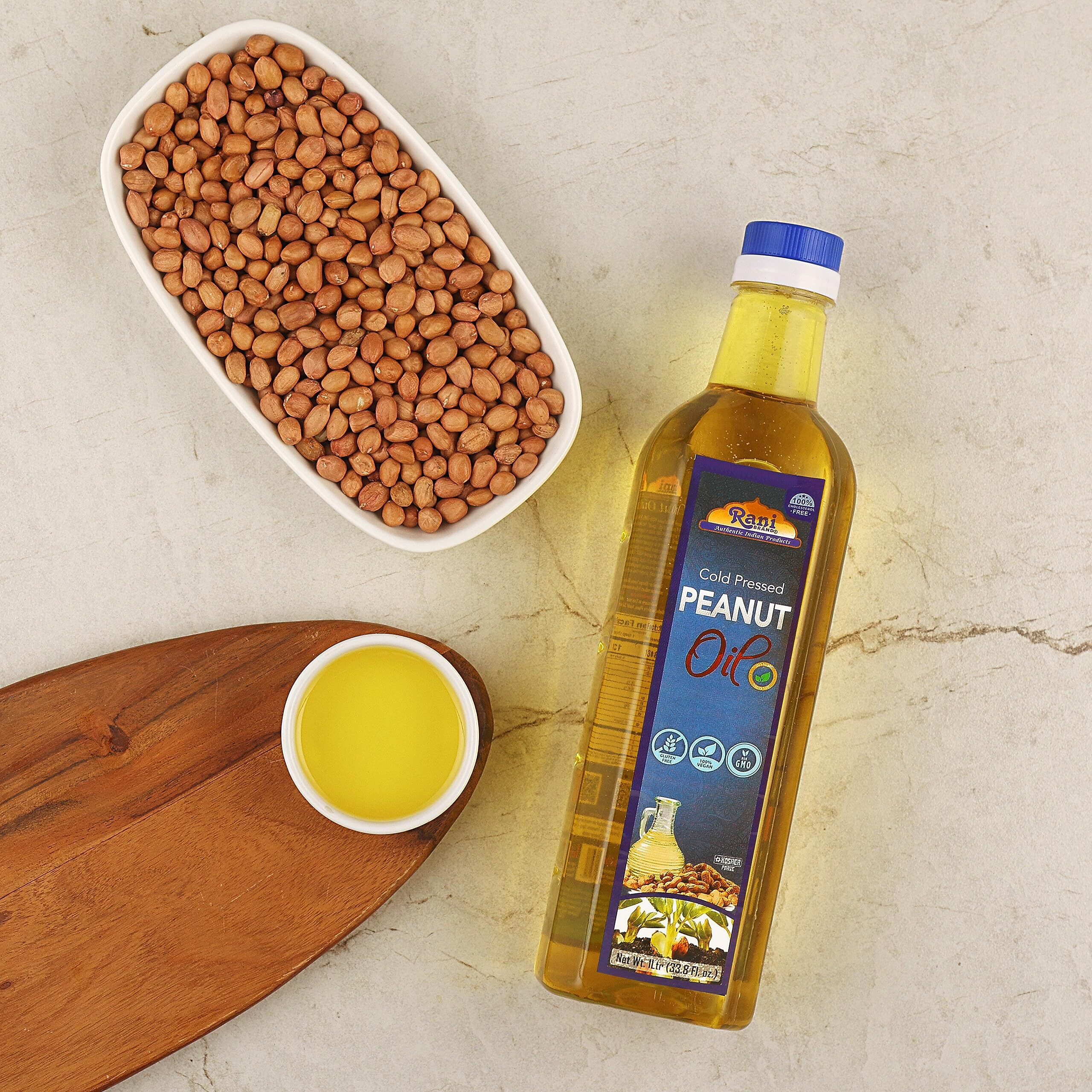 Rani Peanut Oil 33.8 Ounce (1 Liter) Cold Pressed, 100% Natural, NON-GMO, Kosher, Vegan, Gluten Free