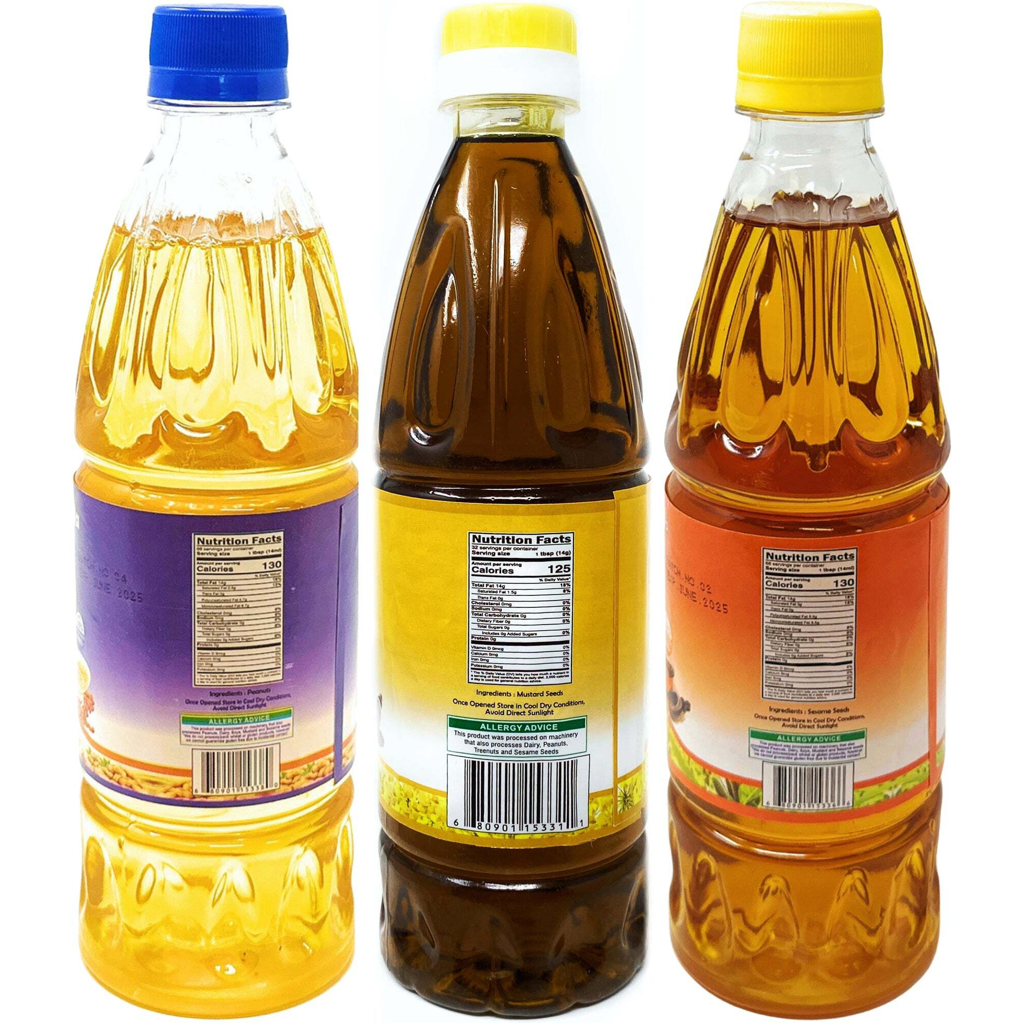 Rani Premium Oils Combo Set of 3 - Peanut Oil, Mustard Oil, Sesame Oil 16.9 Ounce (500ml) ~ Cold Pressed, 100% Natural, Kosher, NON-GMO, Vegan, Gluten Free