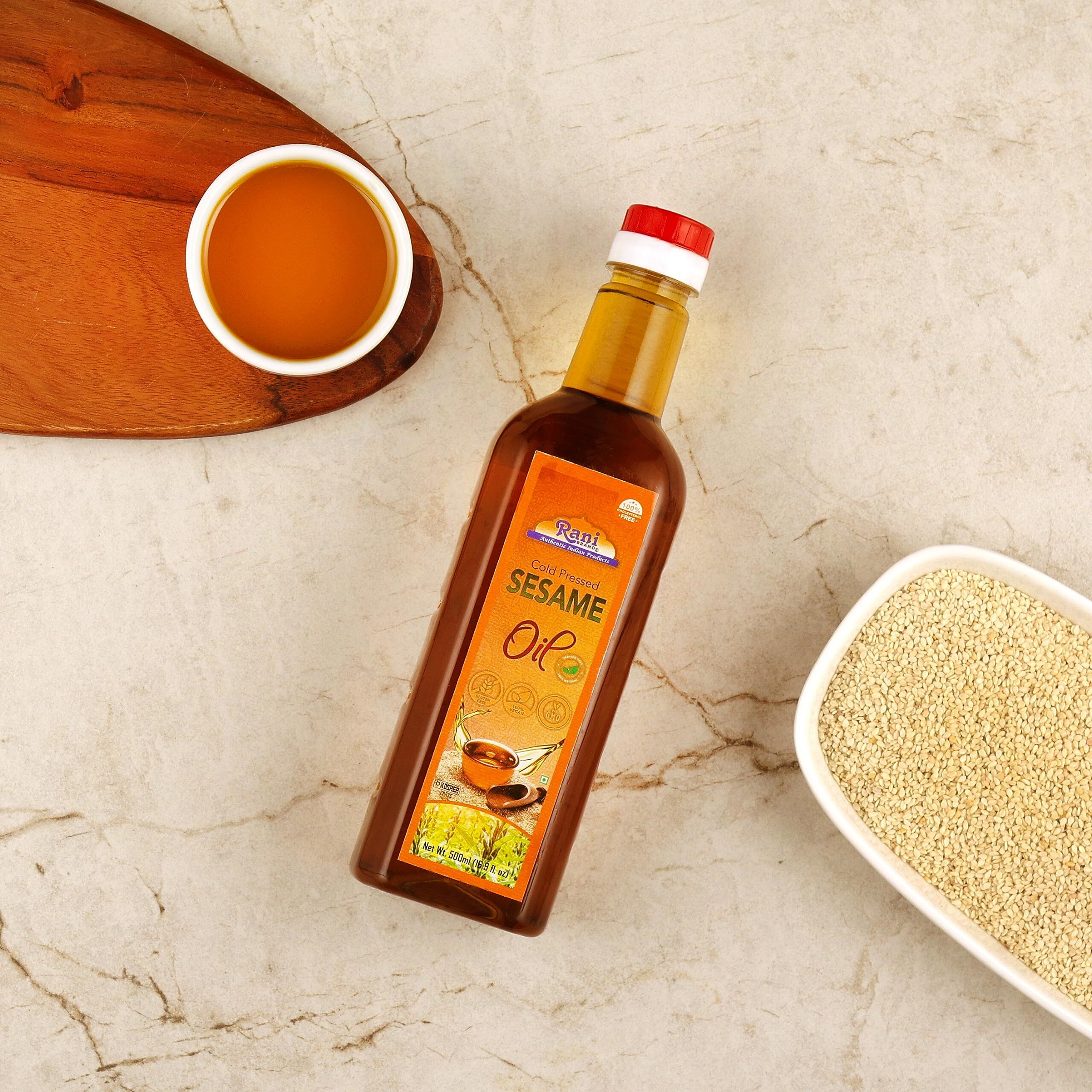 Rani Sesame Oil 16.9 Ounce (500ml) Cold Pressed, 100% Natural, NON-GMO, Kosher, Vegan, Gluten Free