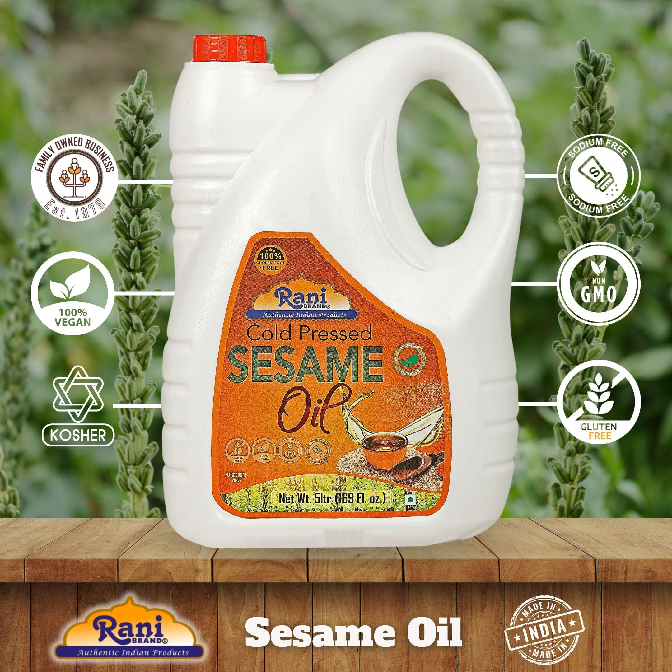 Rani Sesame Oil 169 Ounce (5 Liter) Cold Pressed, 100% Natural, NON-GMO, Kosher, Vegan, Gluten Free