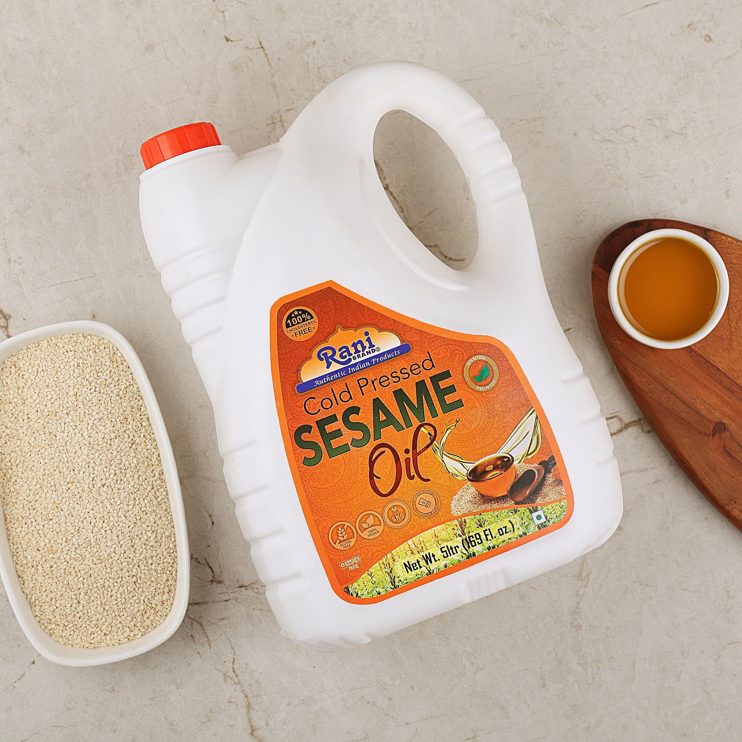 Rani Sesame Oil 169 Ounce (5 Liter) Cold Pressed, 100% Natural, NON-GMO, Kosher, Vegan, Gluten Free