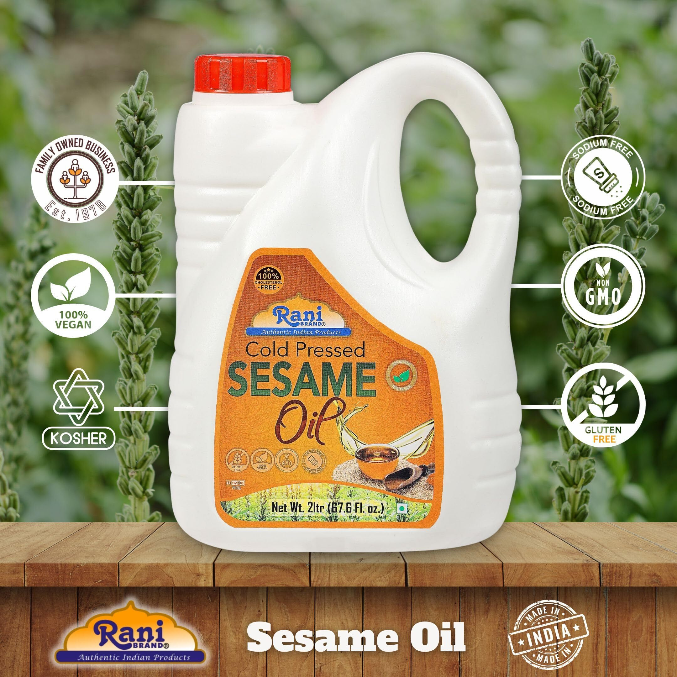 Rani Sesame Oil 67.6 Ounce (2 Liter) Cold Pressed, 100% Natural, NON-GMO, Kosher, Vegan, Gluten Free