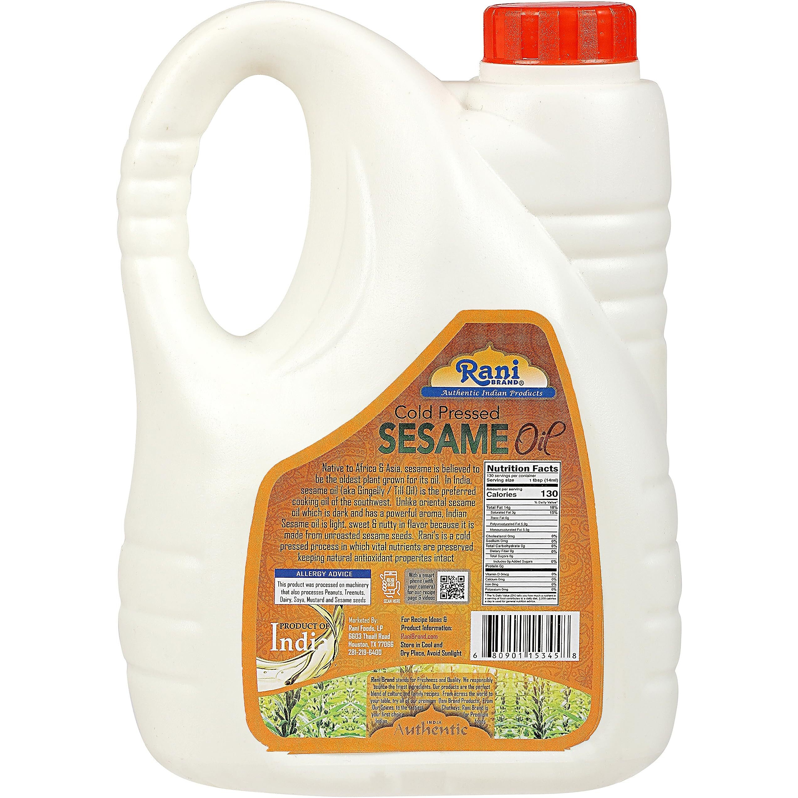 Rani Sesame Oil 67.6 Ounce (2 Liter) Cold Pressed, 100% Natural, NON-GMO, Kosher, Vegan, Gluten Free