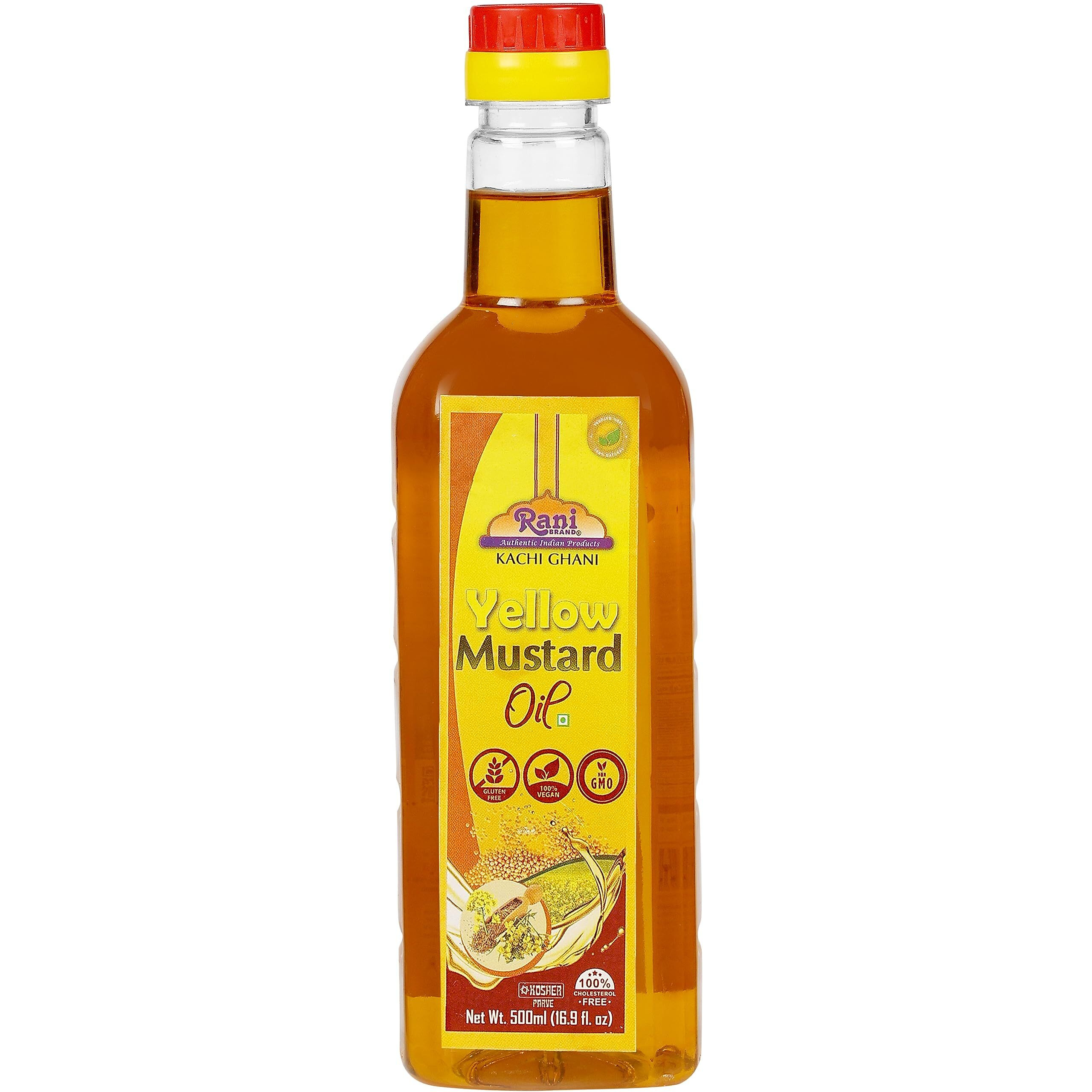 Rani Yellow Mustard Oil (Kachi Ghani) 16.9 Ounce (500ml) NON-GMO, Gluten Free, Vegan, 100% Natural, Kosher (Size 16.9 Ounce (500ml))
