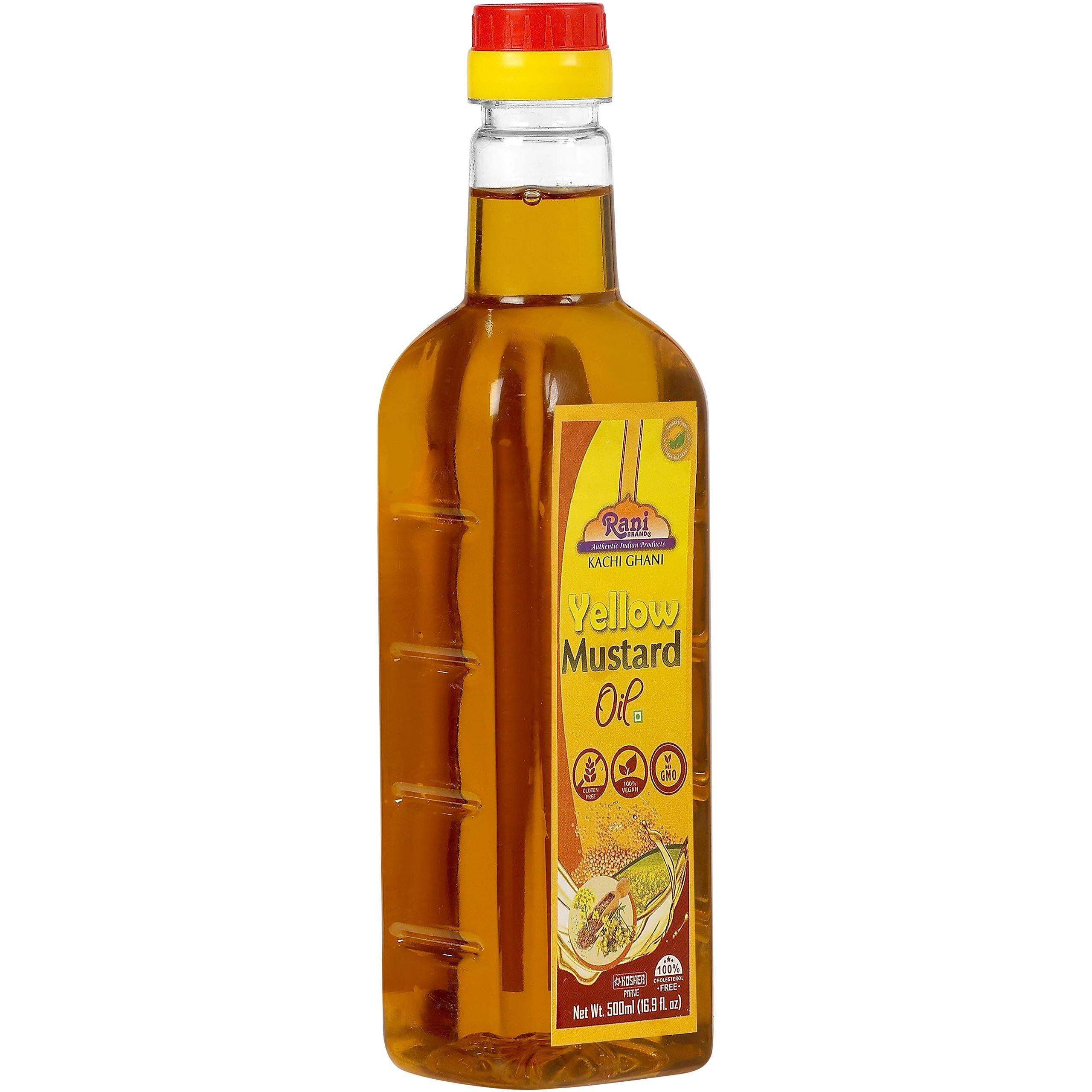 Rani Yellow Mustard Oil (Kachi Ghani) 16.9 Ounce (500ml) NON-GMO, Gluten Free, Vegan, 100% Natural, Kosher (Size 16.9 Ounce (500ml))