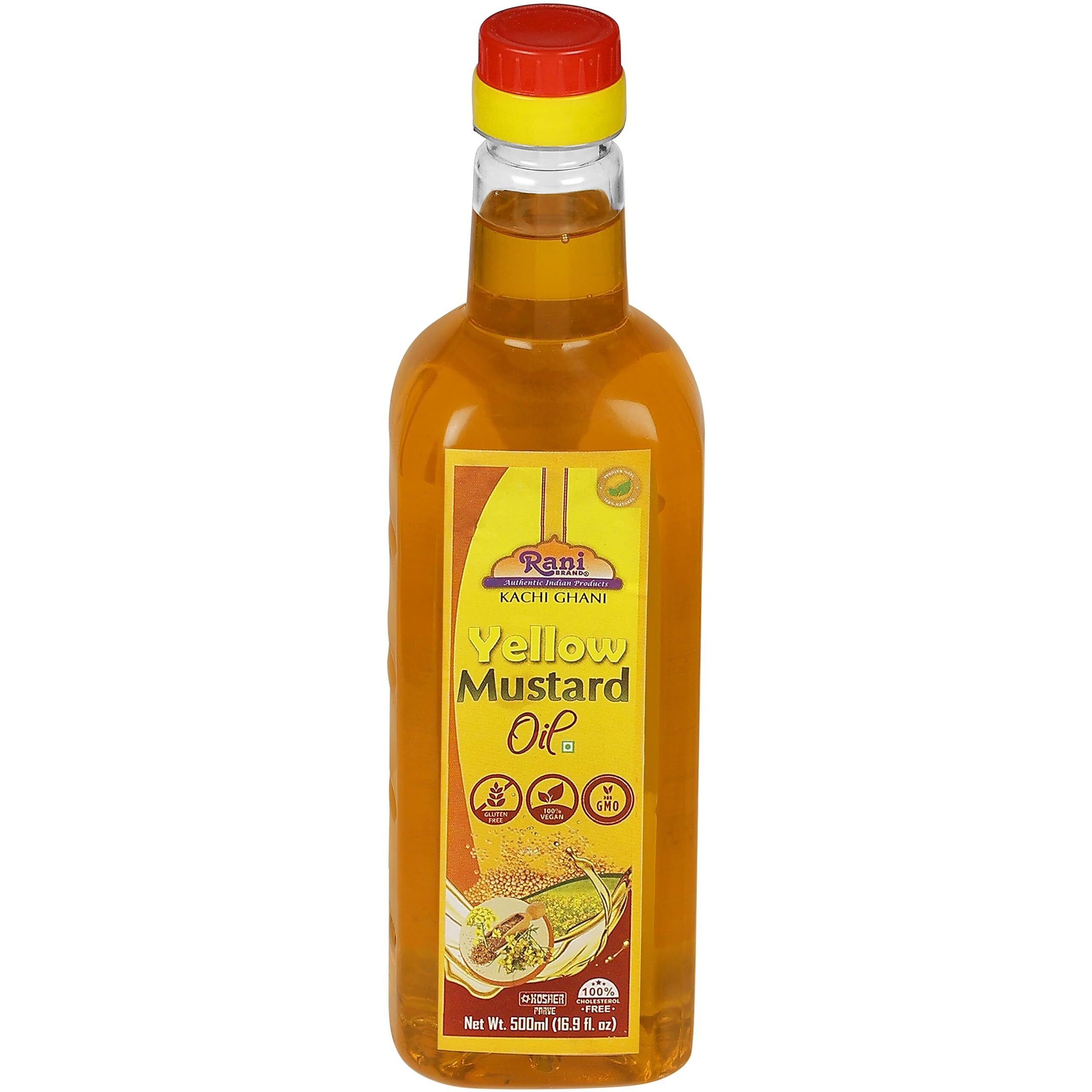 Rani Yellow Mustard Oil (Kachi Ghani) 16.9 Ounce (500ml) NON-GMO, Gluten Free, Vegan, 100% Natural, Kosher (Size 16.9 Ounce (500ml))