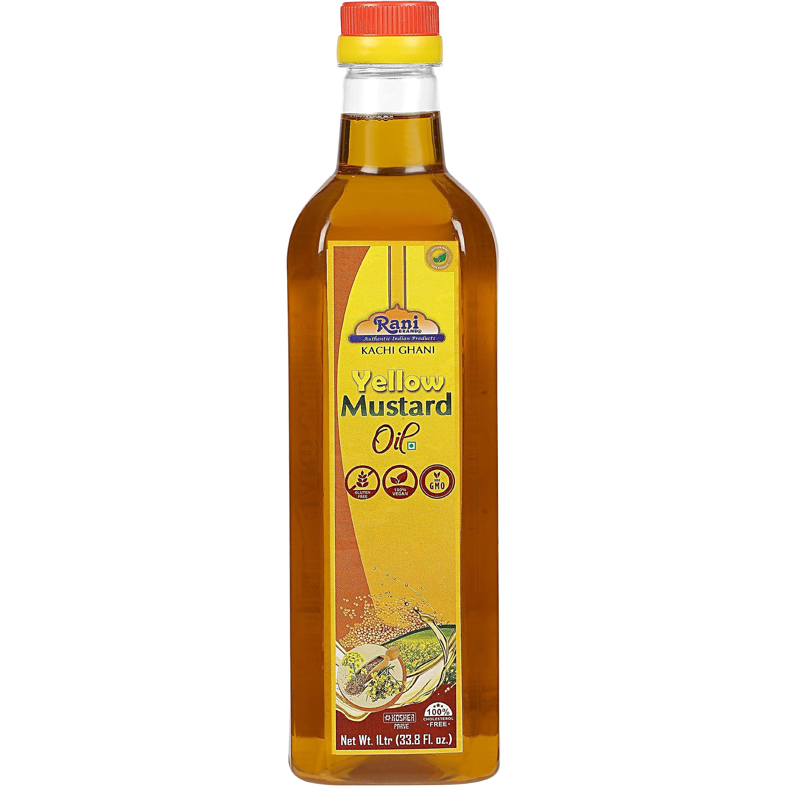 Rani Yellow Mustard Oil (Kachi Ghani) 33.8 Ounce (1 Liter) NON-GMO, Gluten Free, Vegan, 100% Natural, Kosher (Size 33.8 Ounce (1 Liter))