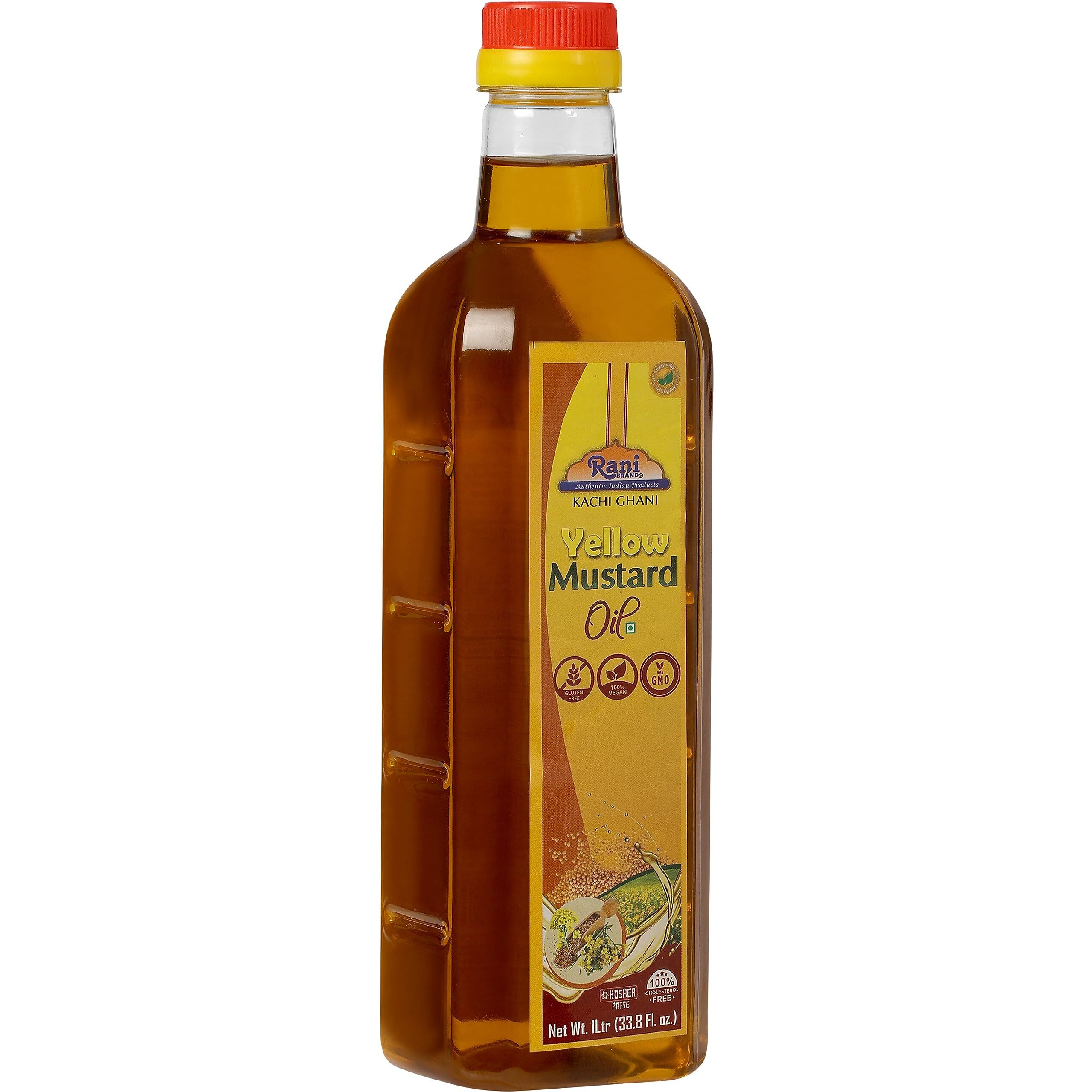 Rani Yellow Mustard Oil (Kachi Ghani) 33.8 Ounce (1 Liter) NON-GMO, Gluten Free, Vegan, 100% Natural, Kosher (Size 33.8 Ounce (1 Liter))