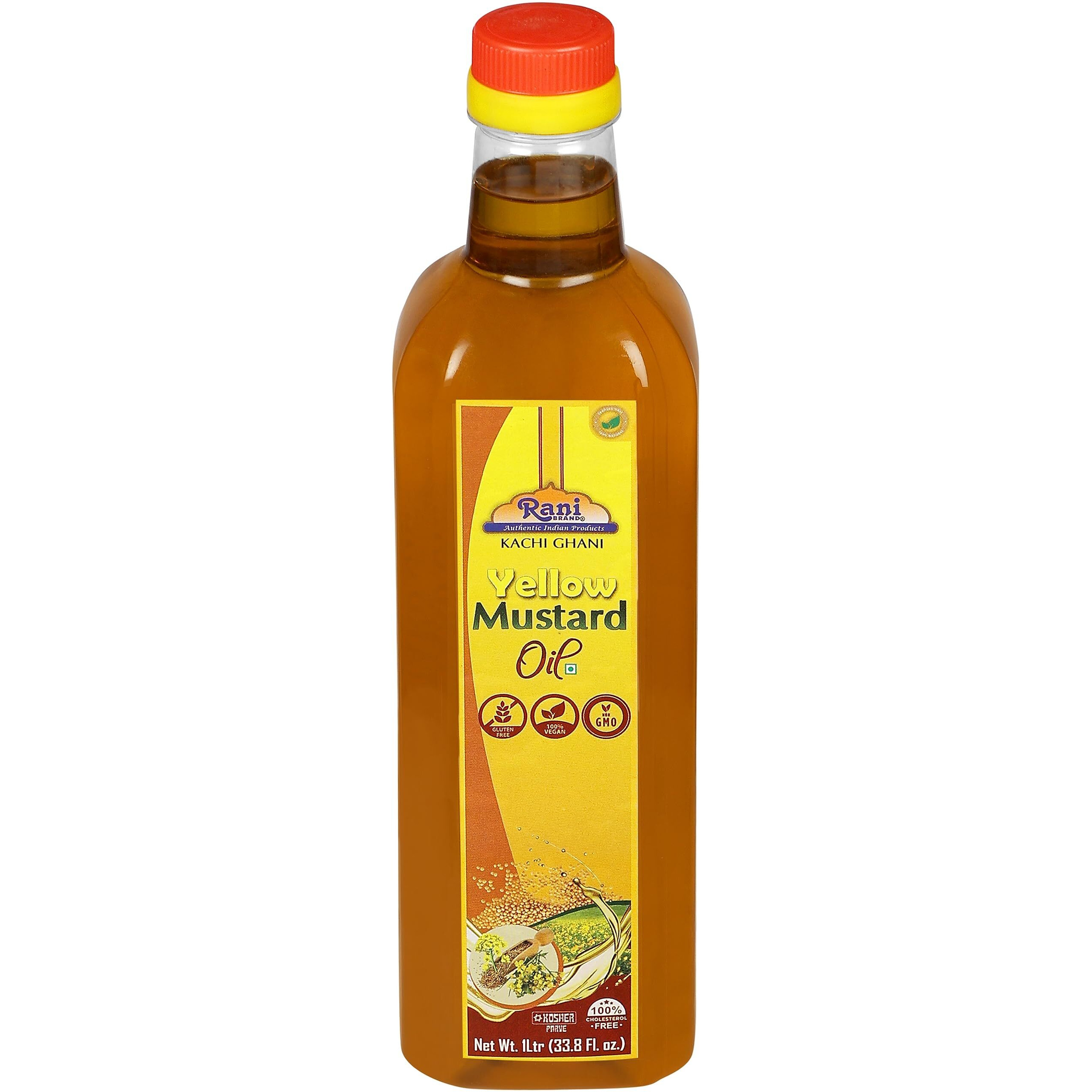 Rani Yellow Mustard Oil (Kachi Ghani) 33.8 Ounce (1 Liter) NON-GMO, Gluten Free, Vegan, 100% Natural, Kosher (Size 33.8 Ounce (1 Liter))