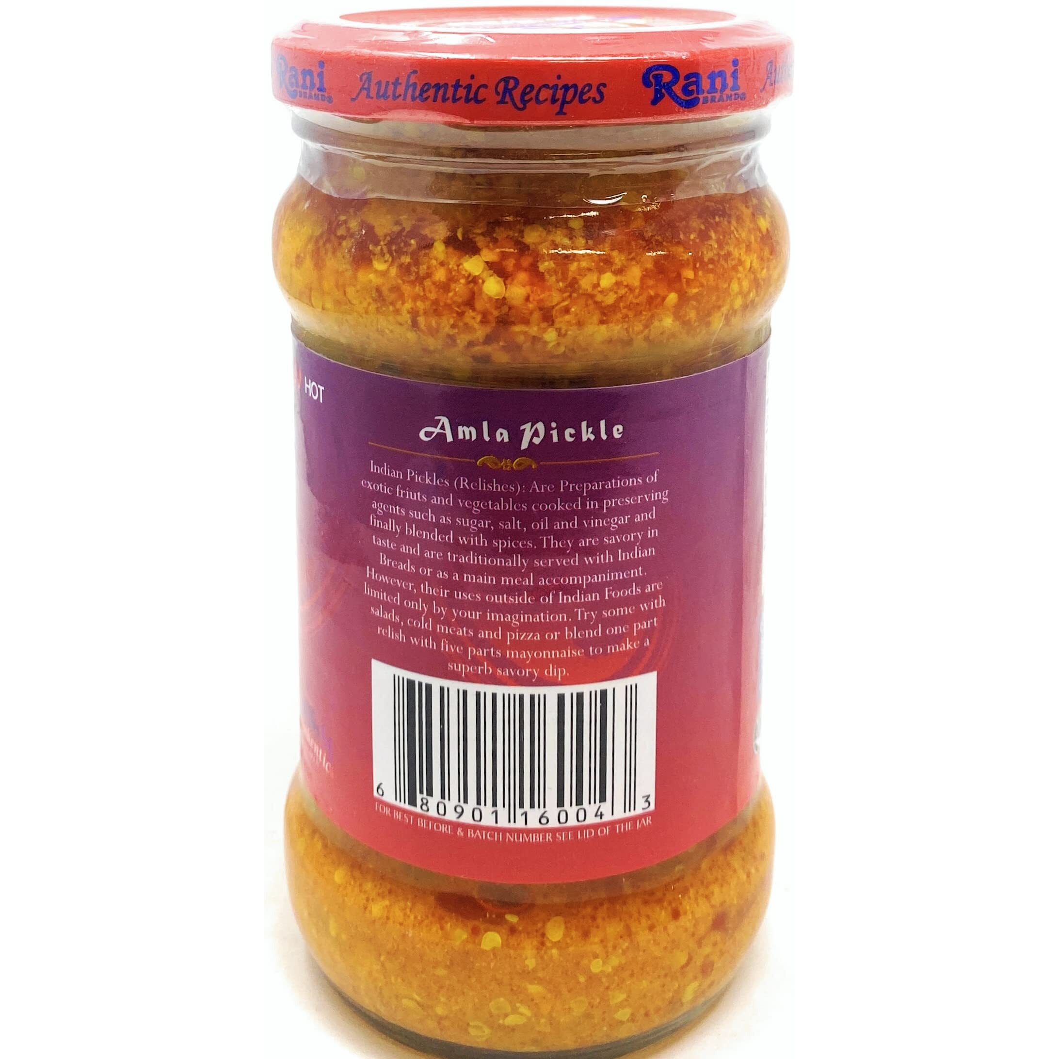 Rani Amla Pickle (Spicy Gooseberry Relish with Spices) 10.5oz (300g) Glass Jar ~ Vegan, Gluten Free, NON-GMO, No Colors, Popular Indian Condiment, Indian Origin