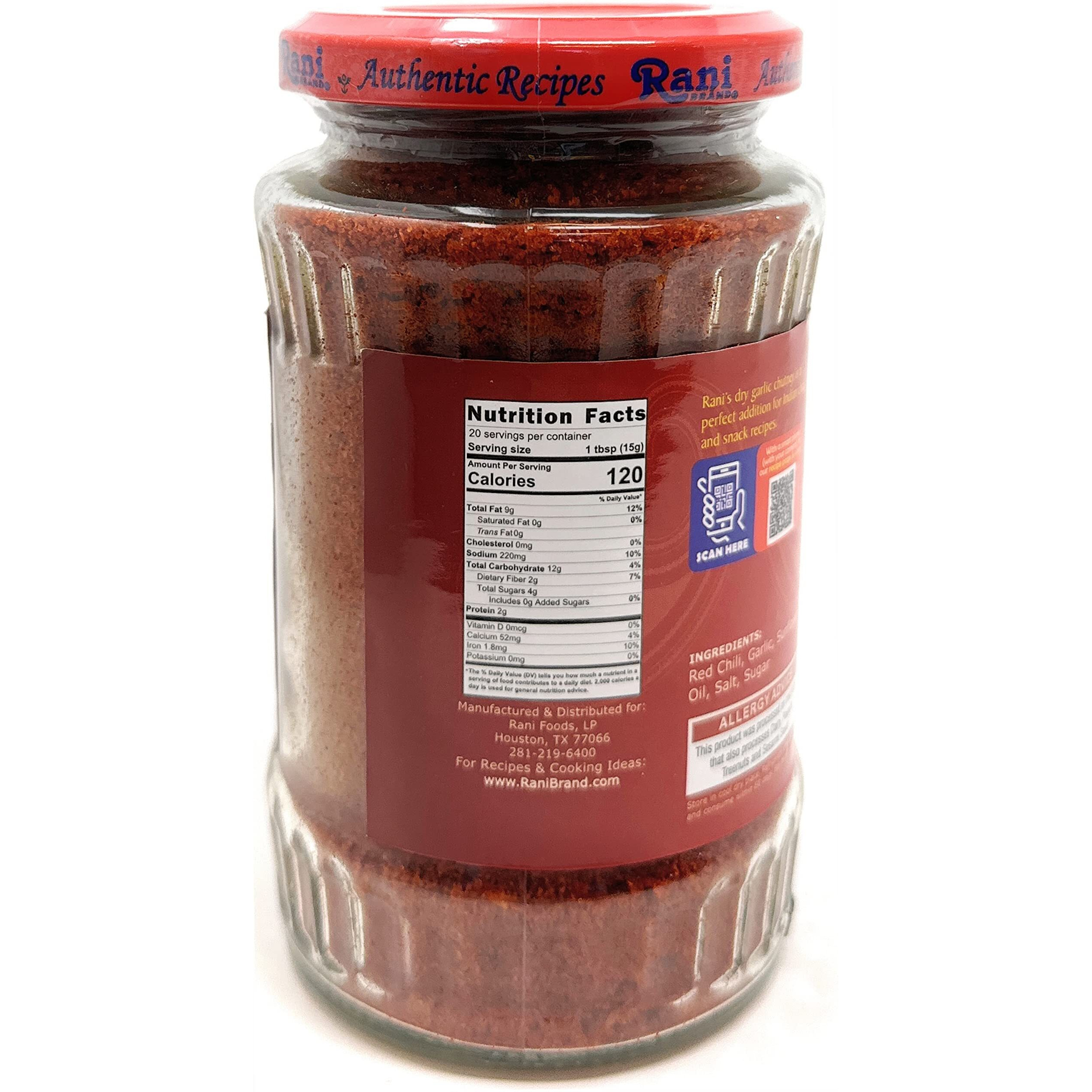 Rani Dry Garlic Chutney 10.5oz (300g) Glass Jar, Ready to Eat ~ All Natural, No Preservatives, Vegan, Gluten Free, NON-GMO, No Colors, Indian Origin