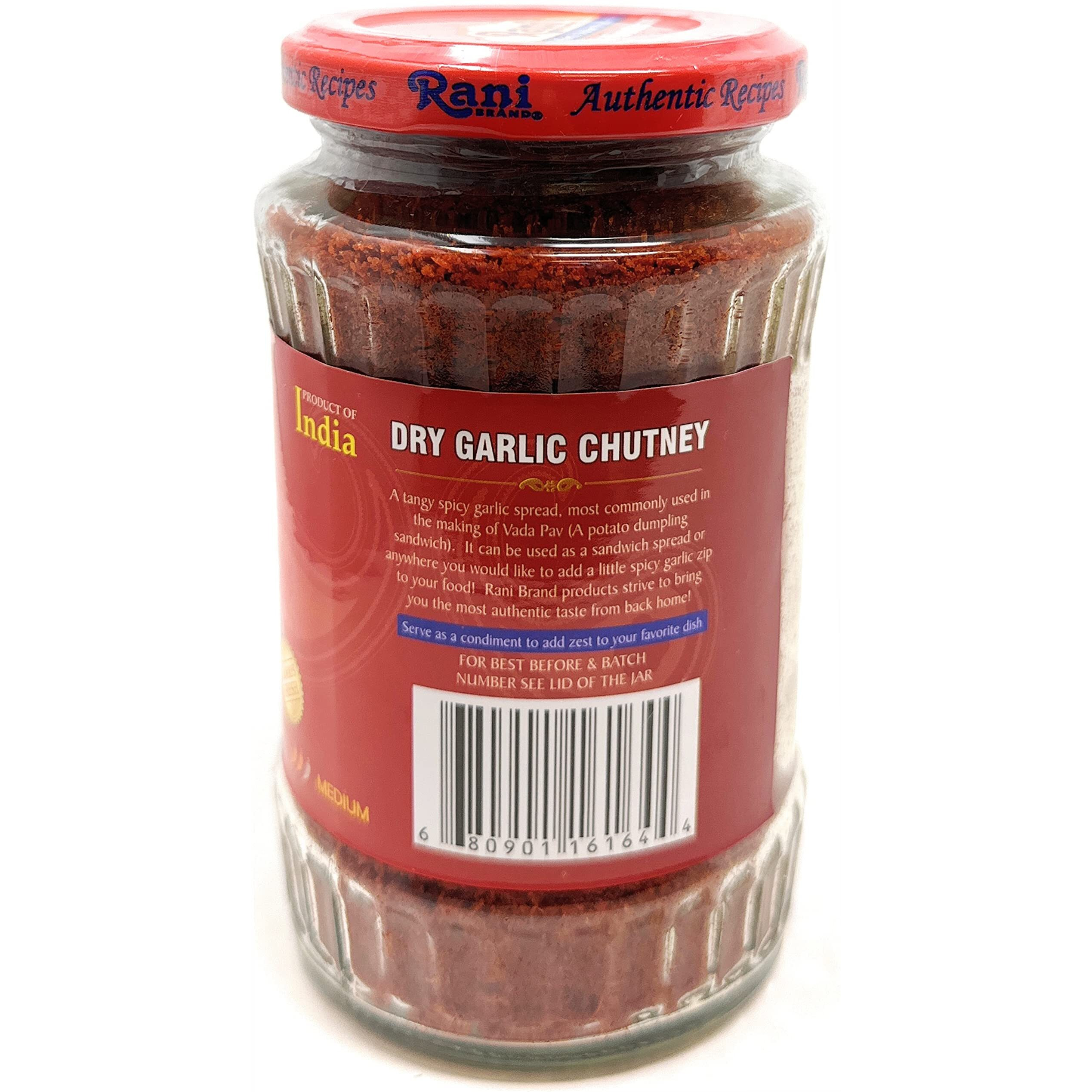 Rani Dry Garlic Chutney 10.5oz (300g) Glass Jar, Ready to Eat ~ All Natural, No Preservatives, Vegan, Gluten Free, NON-GMO, No Colors, Indian Origin