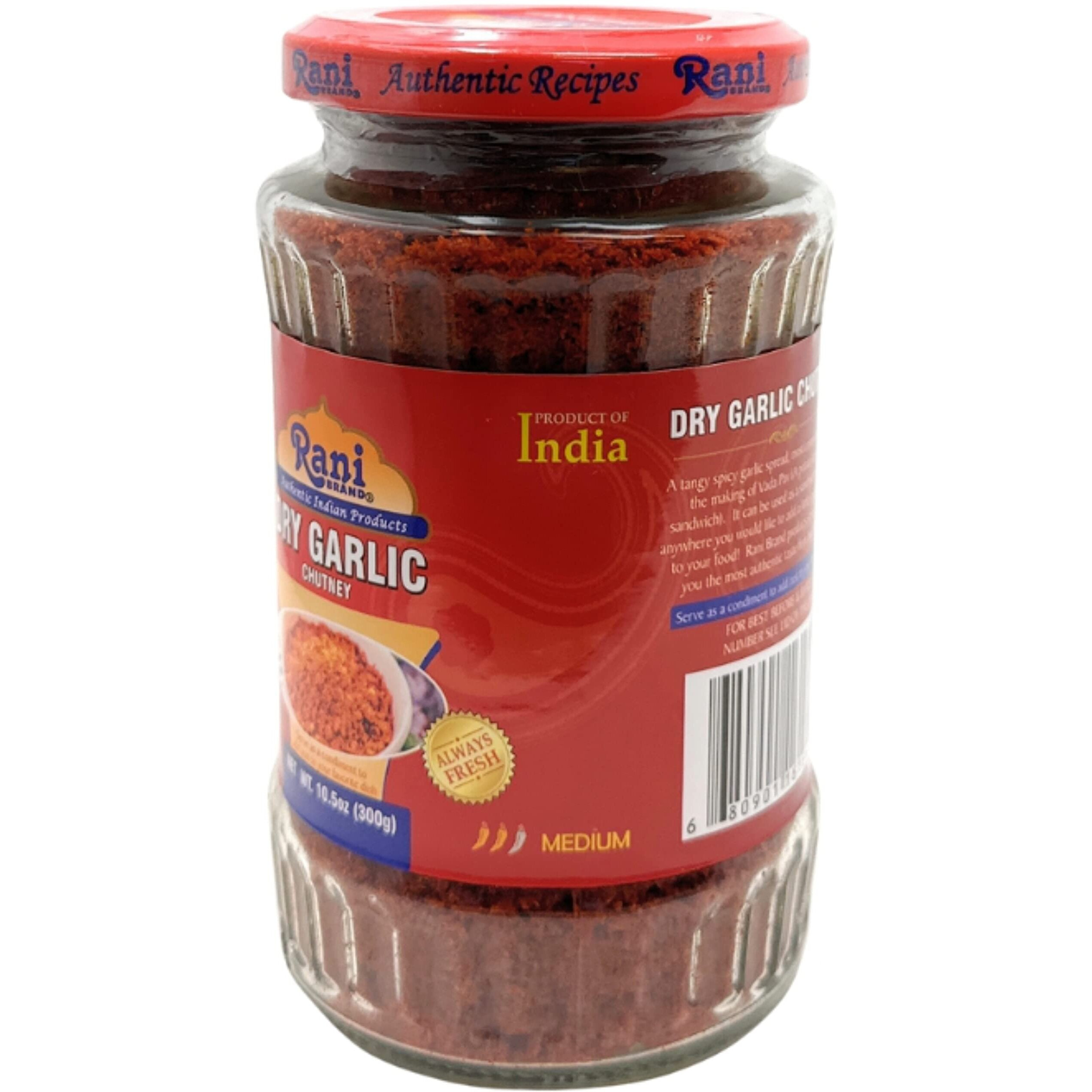 Rani Dry Garlic Chutney 10.5oz (300g) Glass Jar, Ready to Eat ~ All Natural, No Preservatives, Vegan, Gluten Free, NON-GMO, No Colors, Indian Origin