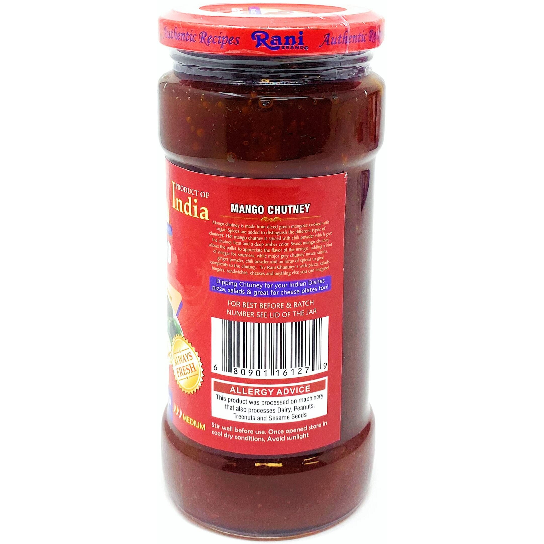 Rani Hot Mango Chutney (Spicy Indian Preserve) 18oz (1.1lbs) 500g Glass Jar, Ready to eat, Vegan ~ Gluten Free, All Natural, NON-GMO