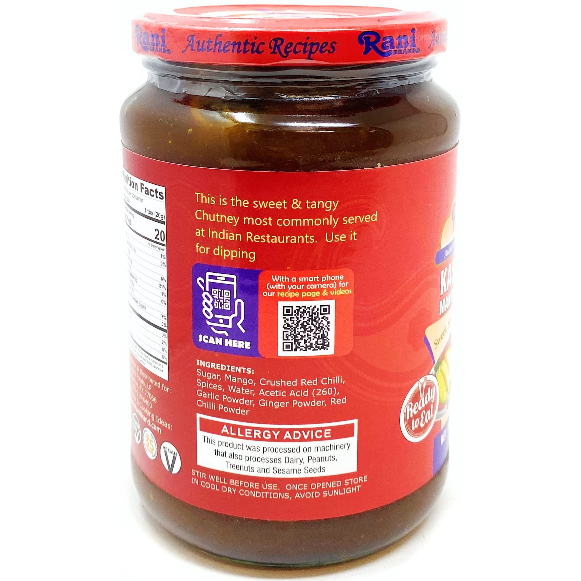 Rani Kashmiri Mango Chutney (Indian Preserve) 36oz (2.2lbs) 1kg Glass Jar, Ready to eat, Vegan, Pack of 5+1 FREE ~ Gluten Free, All Natural, NON-GMO