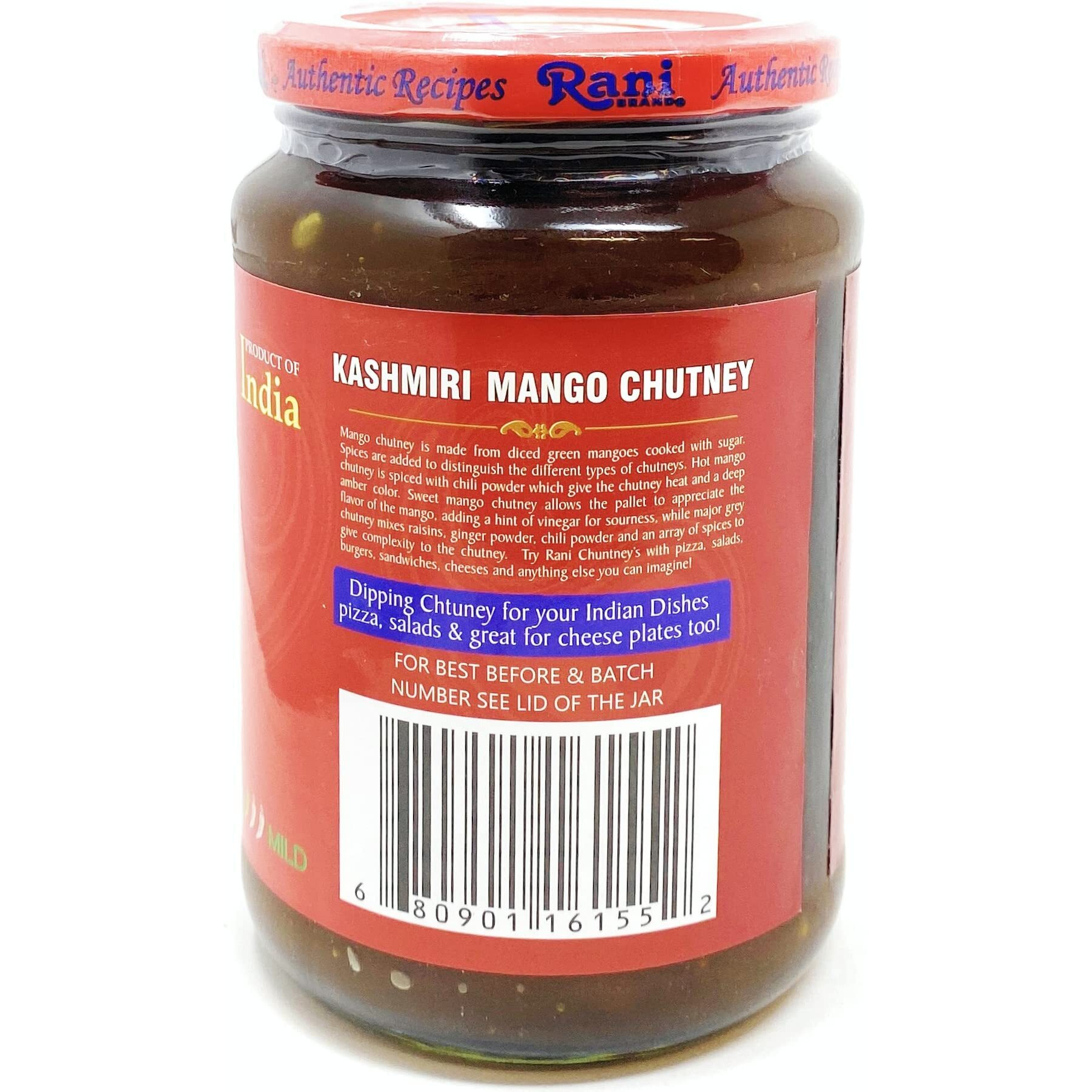 Rani Kashmiri Mango Chutney (Indian Preserve) 36oz (2.2lbs) 1kg Glass Jar, Ready to eat, Vegan, Pack of 5+1 FREE ~ Gluten Free, All Natural, NON-GMO