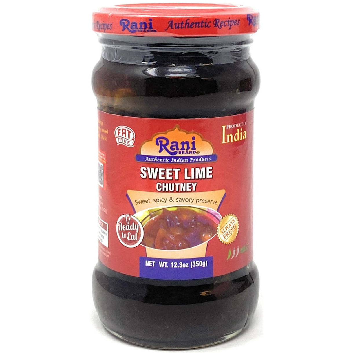 Rani Lime Sweet Mango Chutney (Indian Preserve) 12.5oz (350g) Glass Jar, Ready to eat, Vegan, Pack of 5+1 FREE ~ Gluten Free, All Natural, NON-GMO