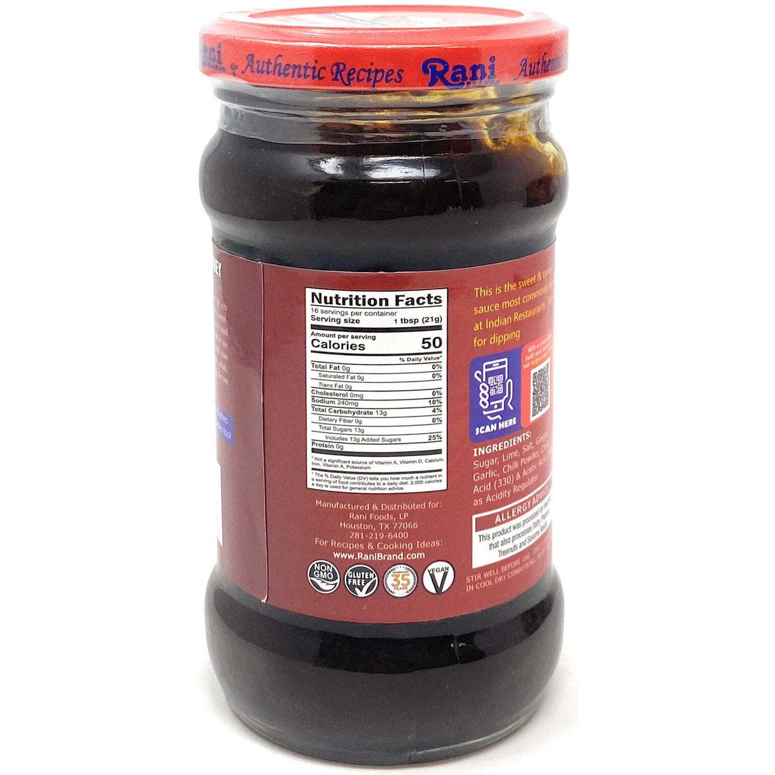 Rani Lime Sweet Mango Chutney (Indian Preserve) 12.5oz (350g) Glass Jar, Ready to eat, Vegan, Pack of 5+1 FREE ~ Gluten Free, All Natural, NON-GMO