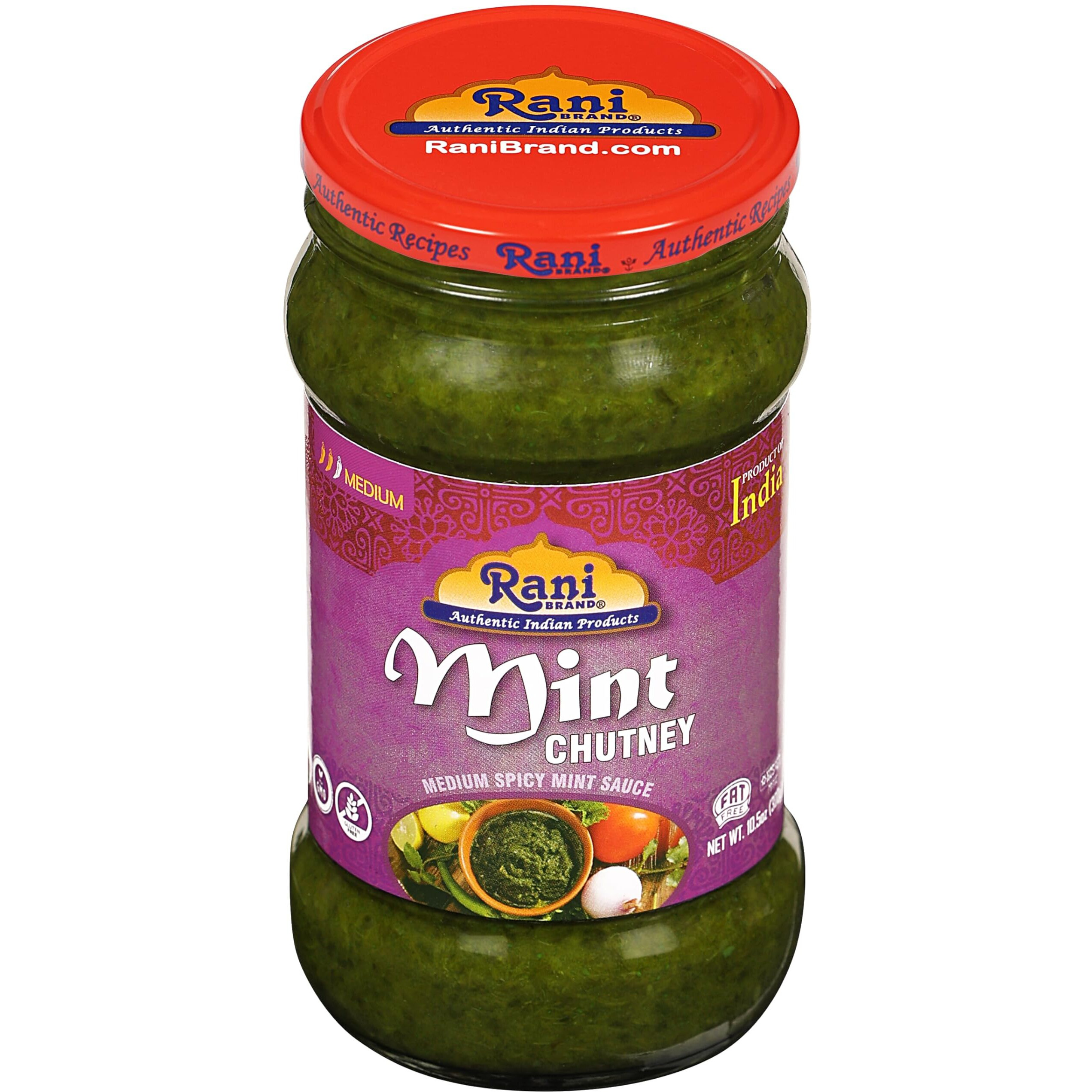 Rani Mint Chutney (Podina) 10.5oz (300g) Glass Jar, Ready to Eat, Pack of 5+1 FREE ~ Vegan, Gluten Free, NON-GMO, Kosher, No Colors, Indian Origin