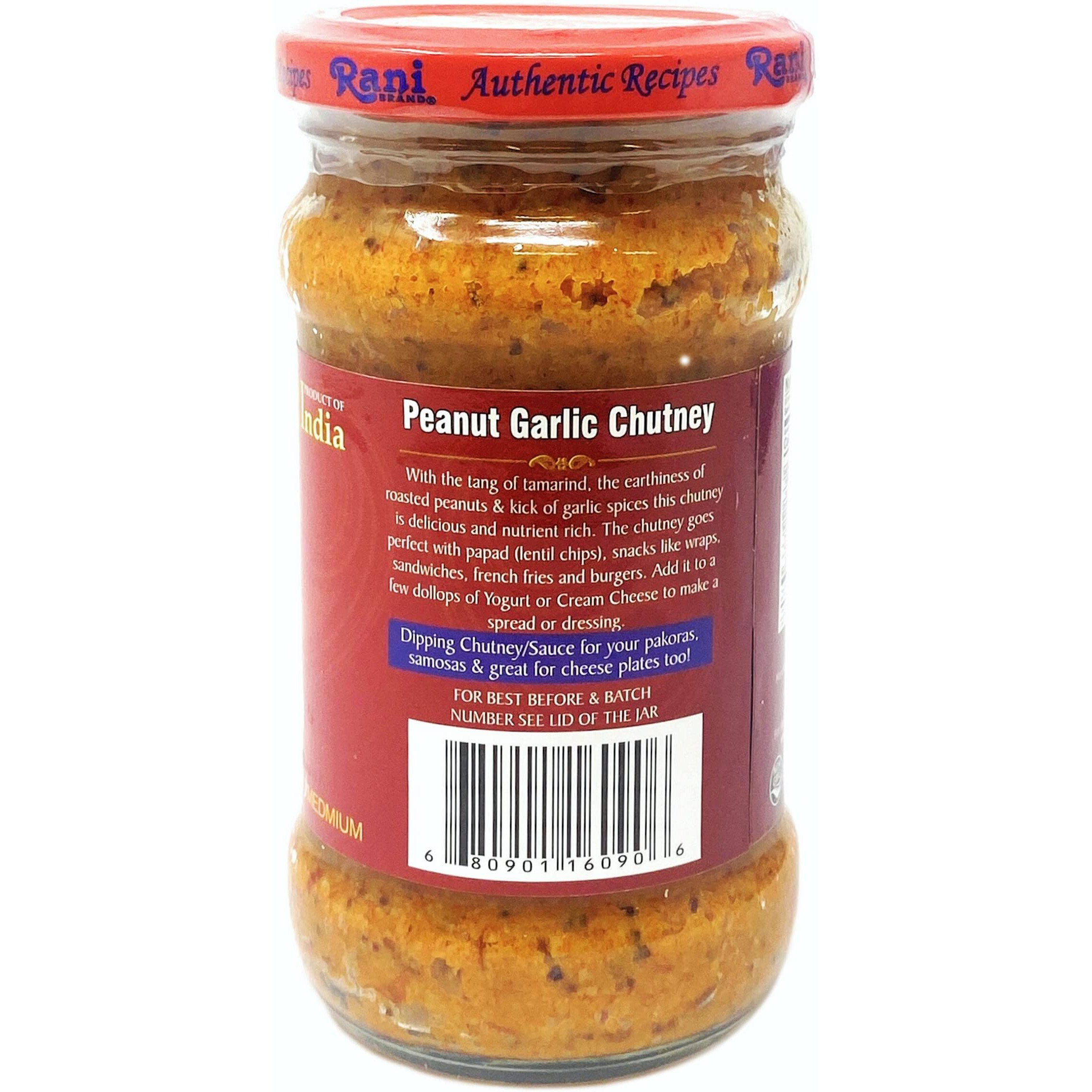 Rani Peanut Garlic Chutney 10.5oz (300g) Glass Jar, Ready to Eat, Pack of 5+1 FREE ~ Vegan, Gluten Free, NON-GMO, No Colors, Indian Origin