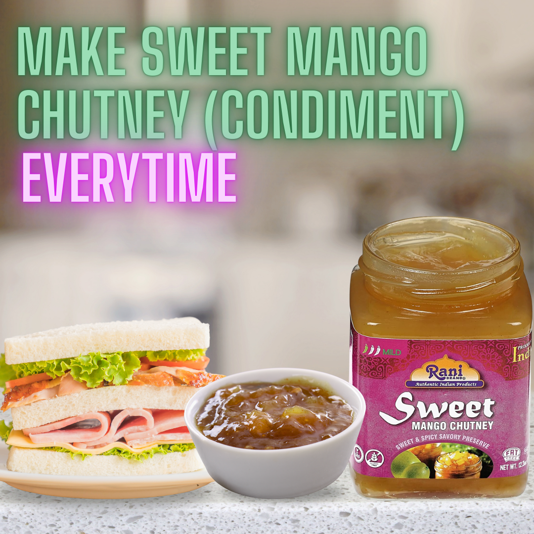 Rani Sweet Mango Chutney (Indian Preserve) 12.3oz (350g) Glass Jar, Ready to eat, Vegan, Pack of 5+1 ~ Gluten Free, All Natural, NON-GMO (Size 12.3oz (350g))