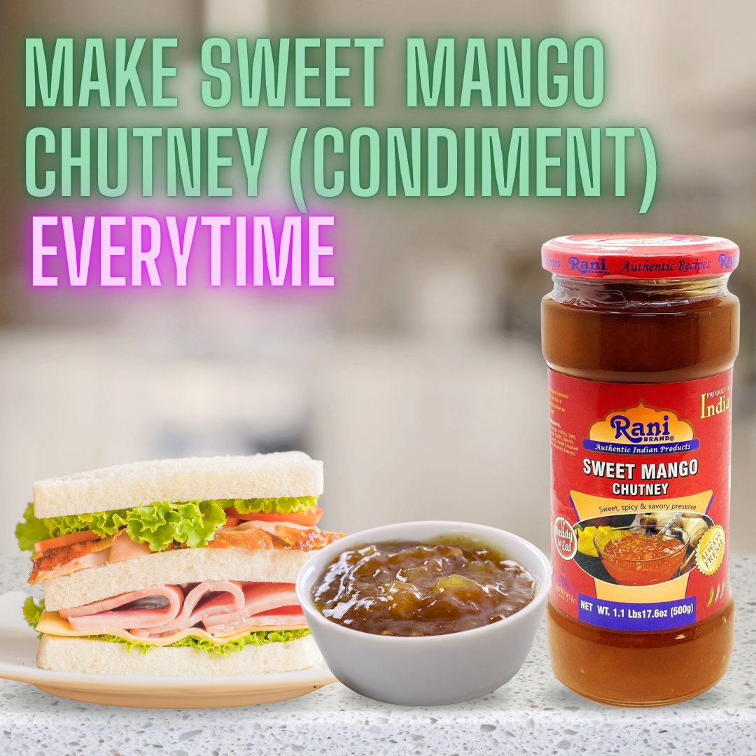 Rani Sweet Mango Chutney (Indian Preserve) 17.6oz (500g) 1.1lbs Glass Jar, Ready to eat, Vegan, Pack of 5+1 ~ Gluten Free, All Natural, NON-GMO (Size 17.6oz (500g) 1.1lbs)