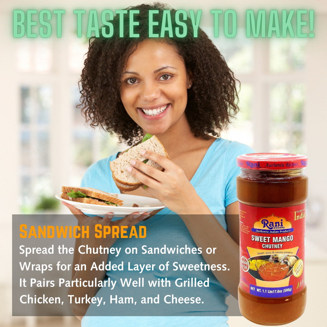 Rani Sweet Mango Chutney (Indian Preserve) 17.6oz (500g) 1.1lbs Glass Jar, Ready to eat, Vegan, Pack of 5+1 ~ Gluten Free, All Natural, NON-GMO (Size 17.6oz (500g) 1.1lbs)