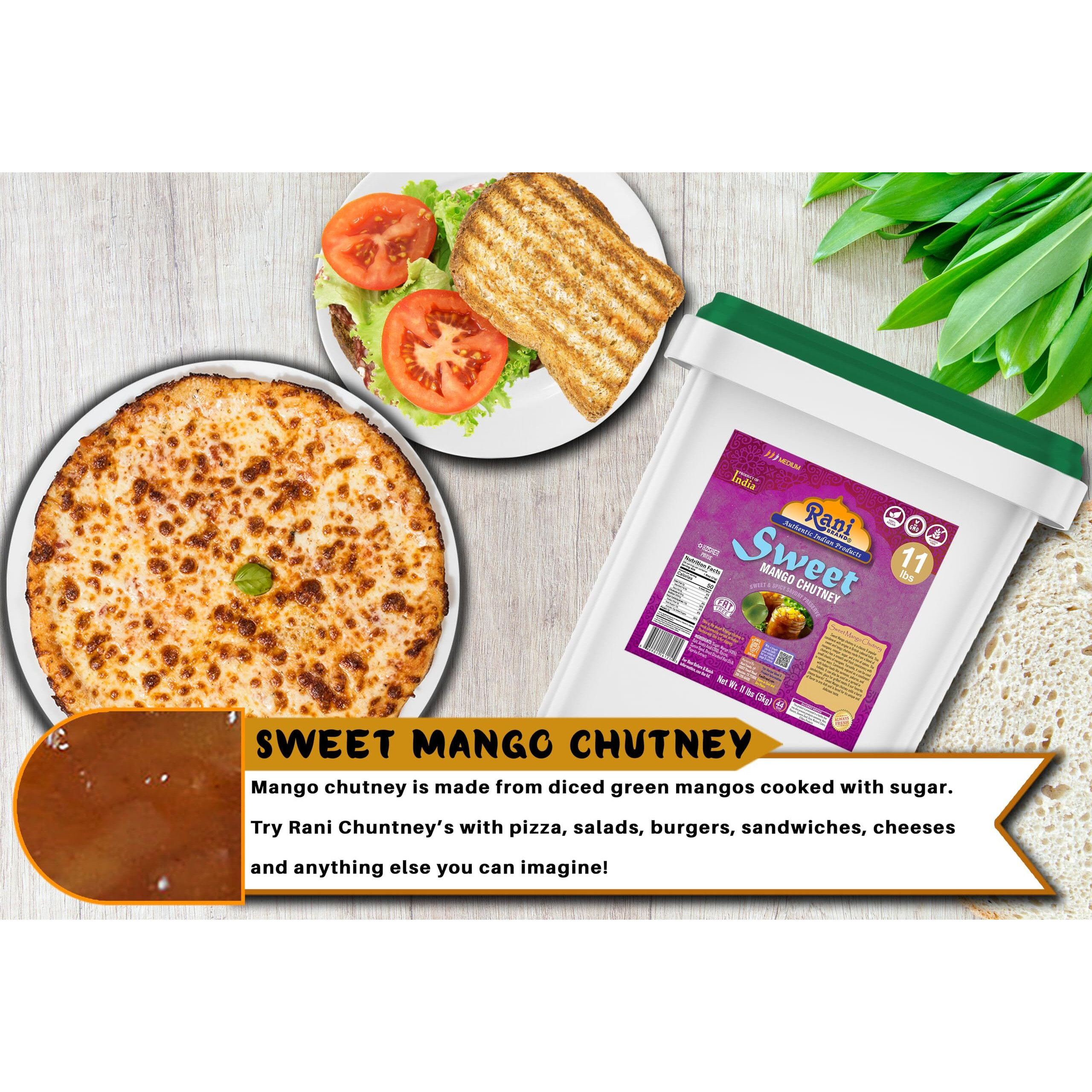 Rani Sweet Mango Chutney (Indian Preserve) 176oz (11lbs) 5kg Bulk, Ready to eat, Vegan ~ Gluten Free, All Natural, NON-GMO, Kosher (Size 176oz (11lbs) 5kg)