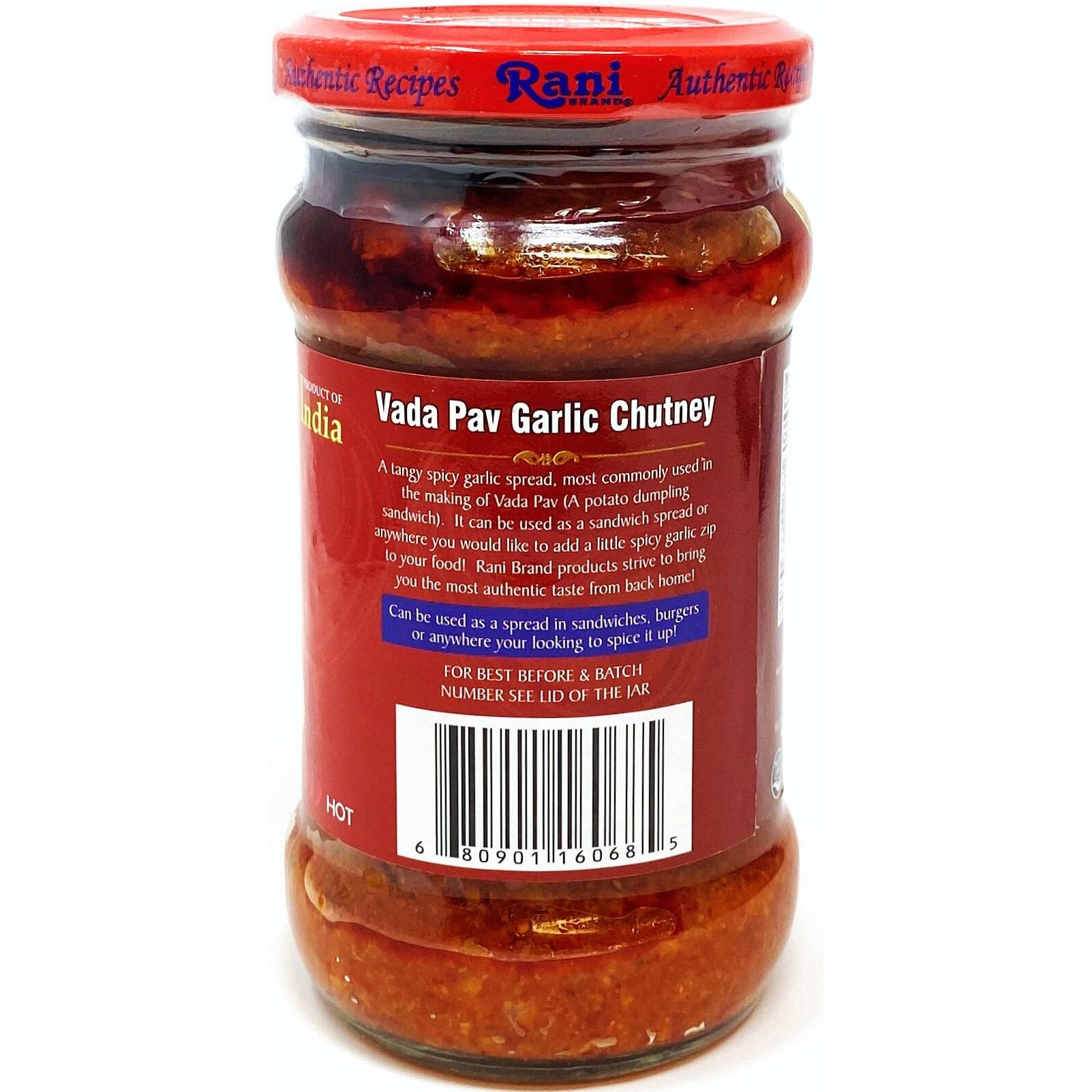 Rani Vada Pav Garlic Chutney 10.5oz (300g) Glass Jar, Ready to Eat, Pack of 5+1 FREE ~ Vegan, Gluten Free, NON-GMO, Indian Origin (Size 10.5oz (300g))