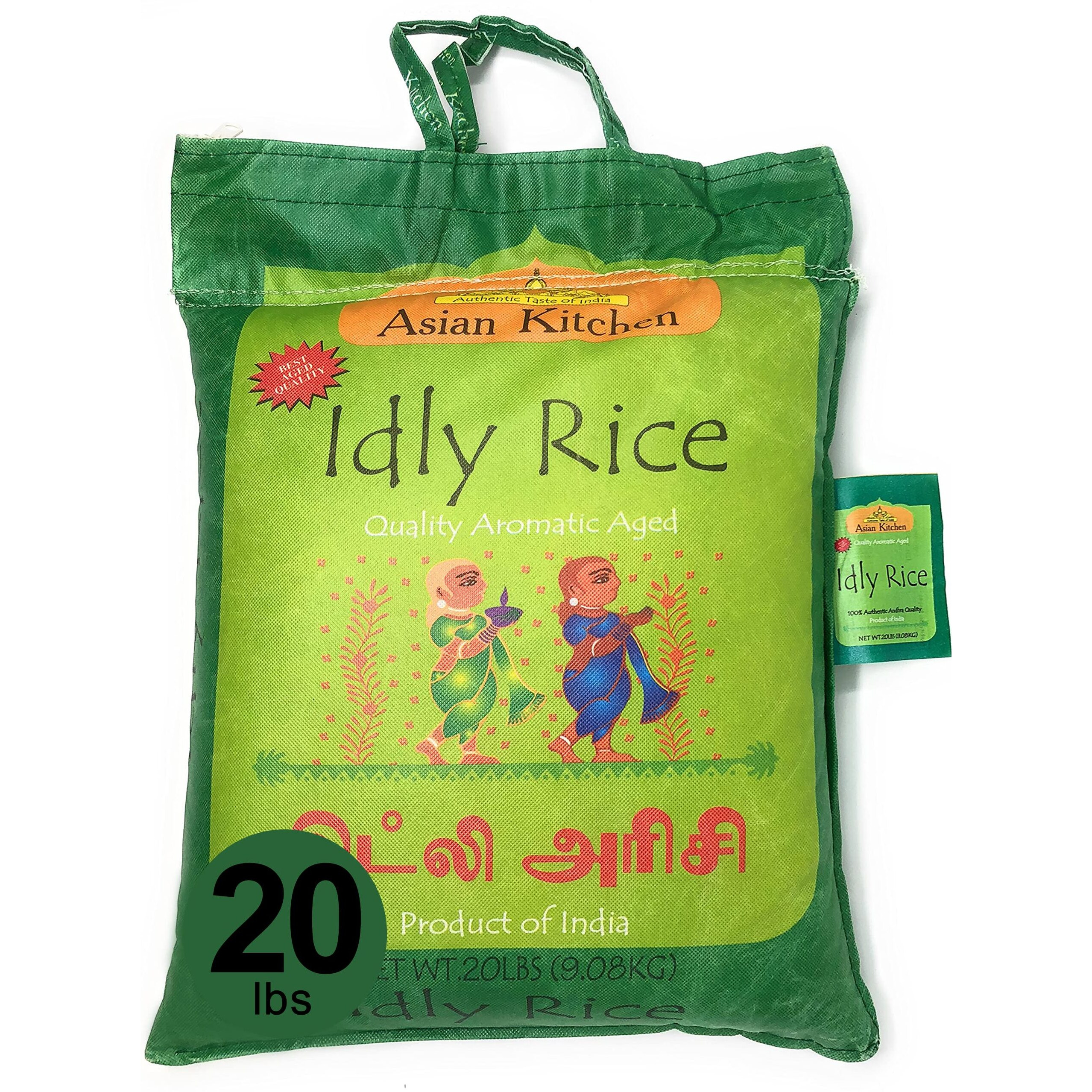 Asian Kitchen Idly (Idli) Rice 20-Pound Bag, 20lbs (9.08kg) Short Grain Rice ~ All Natural, Gluten Free, Vegan, Indian Origin, Export Quality