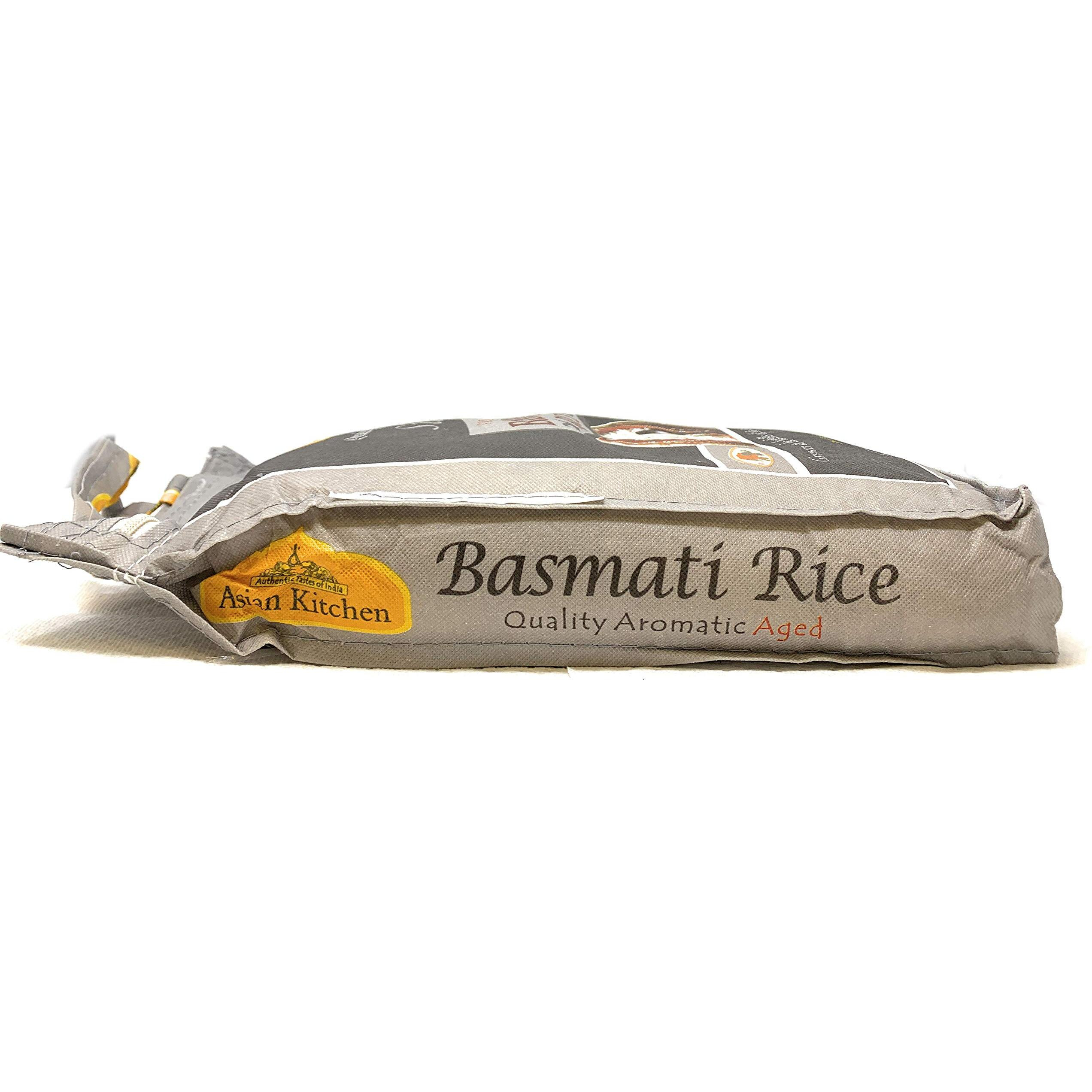 Asian Kitchen Silver White Basmati Rice Extra Long Aged 10lbs (4.54kg) ~ All Natural, Gluten Friendly, Vegan, Indian Origin, Export Quality