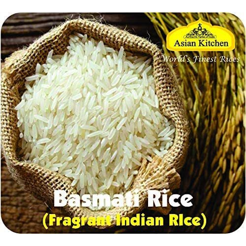 Asian Kitchen Silver White Basmati Rice Extra Long Aged 20lbs (9.08kg) ~ All Natural, Gluten Friendly, Vegan, Indian Origin, Export Quality