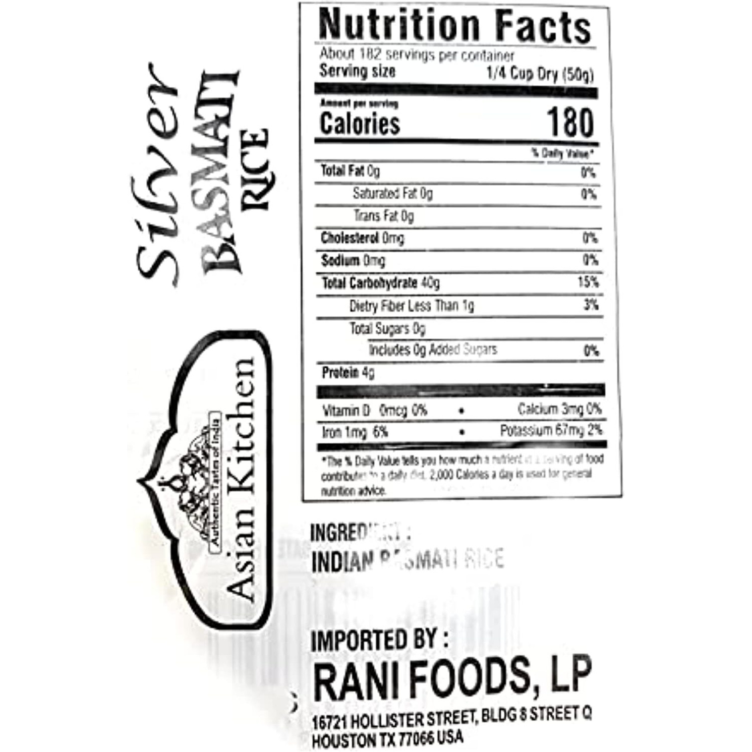 Asian Kitchen Silver White Basmati Rice Extra Long Aged 40lbs (18.18kg) ~ All Natural, Gluten Friendly, Vegan, Indian Origin, Export Quality