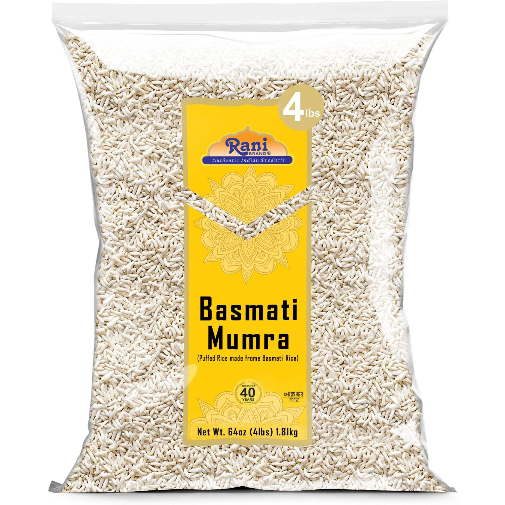 Rani Basmati Mumra (Puffed Rice) 64oz (4lbs) 1.81kg Bulk ~ All Natural, No Color, Gluten Friendly, Vegan, NON-GMO, No Salt or fillers, Indian Origin