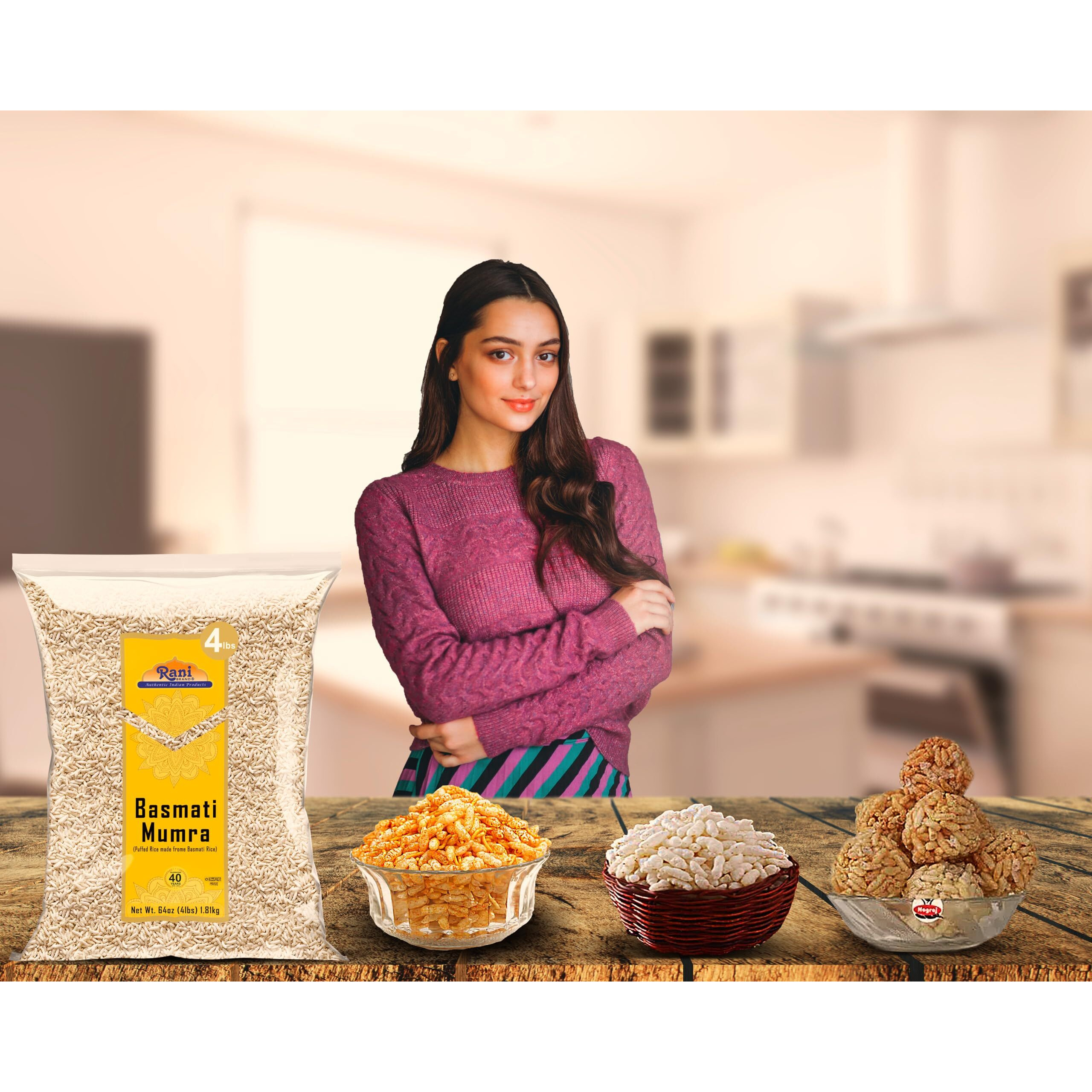 Rani Basmati Mumra (Puffed Rice) 64oz (4lbs) 1.81kg Bulk ~ All Natural, No Color, Gluten Friendly, Vegan, NON-GMO, No Salt or fillers, Indian Origin