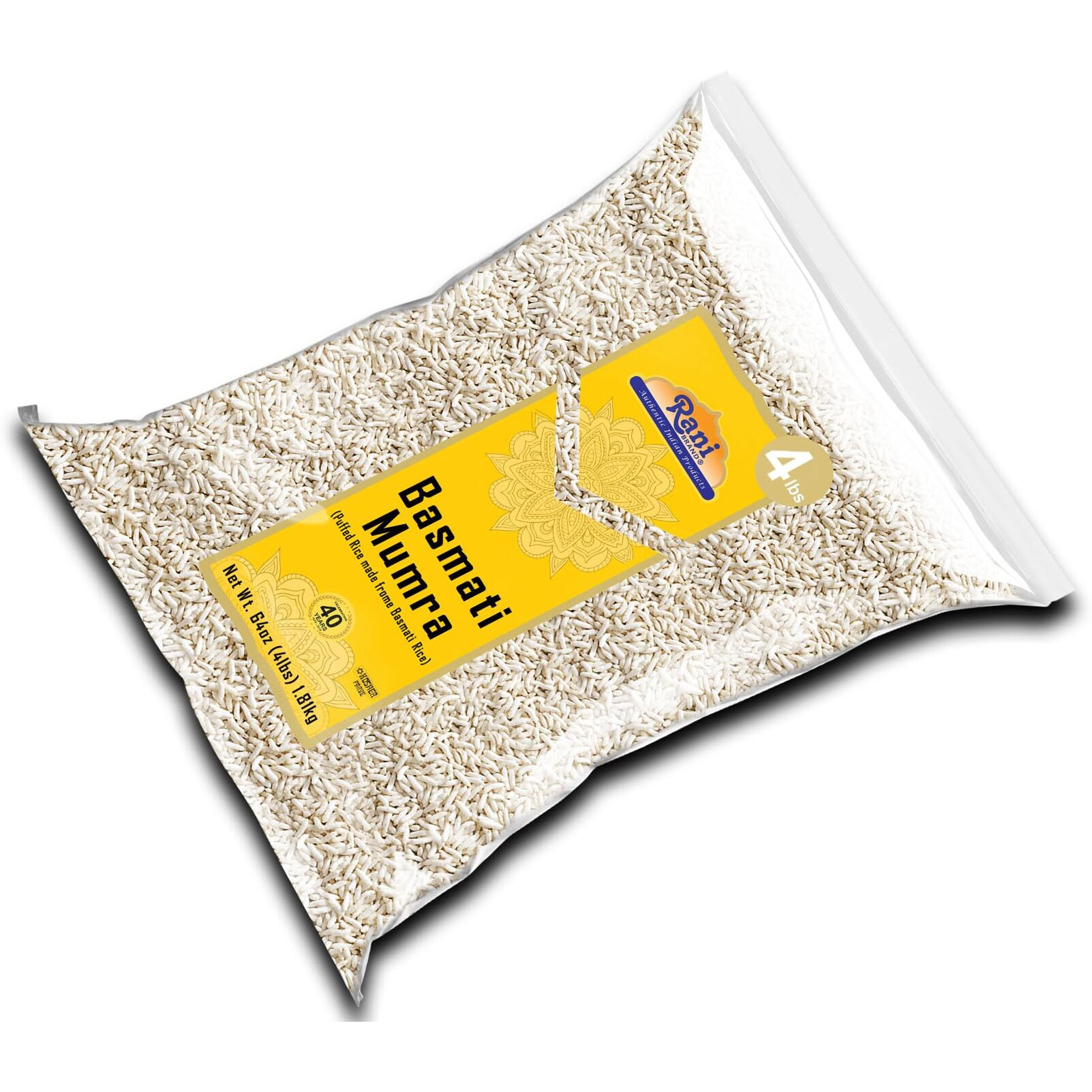 Rani Basmati Mumra (Puffed Rice) 64oz (4lbs) 1.81kg Bulk ~ All Natural, No Color, Gluten Friendly, Vegan, NON-GMO, No Salt or fillers, Indian Origin