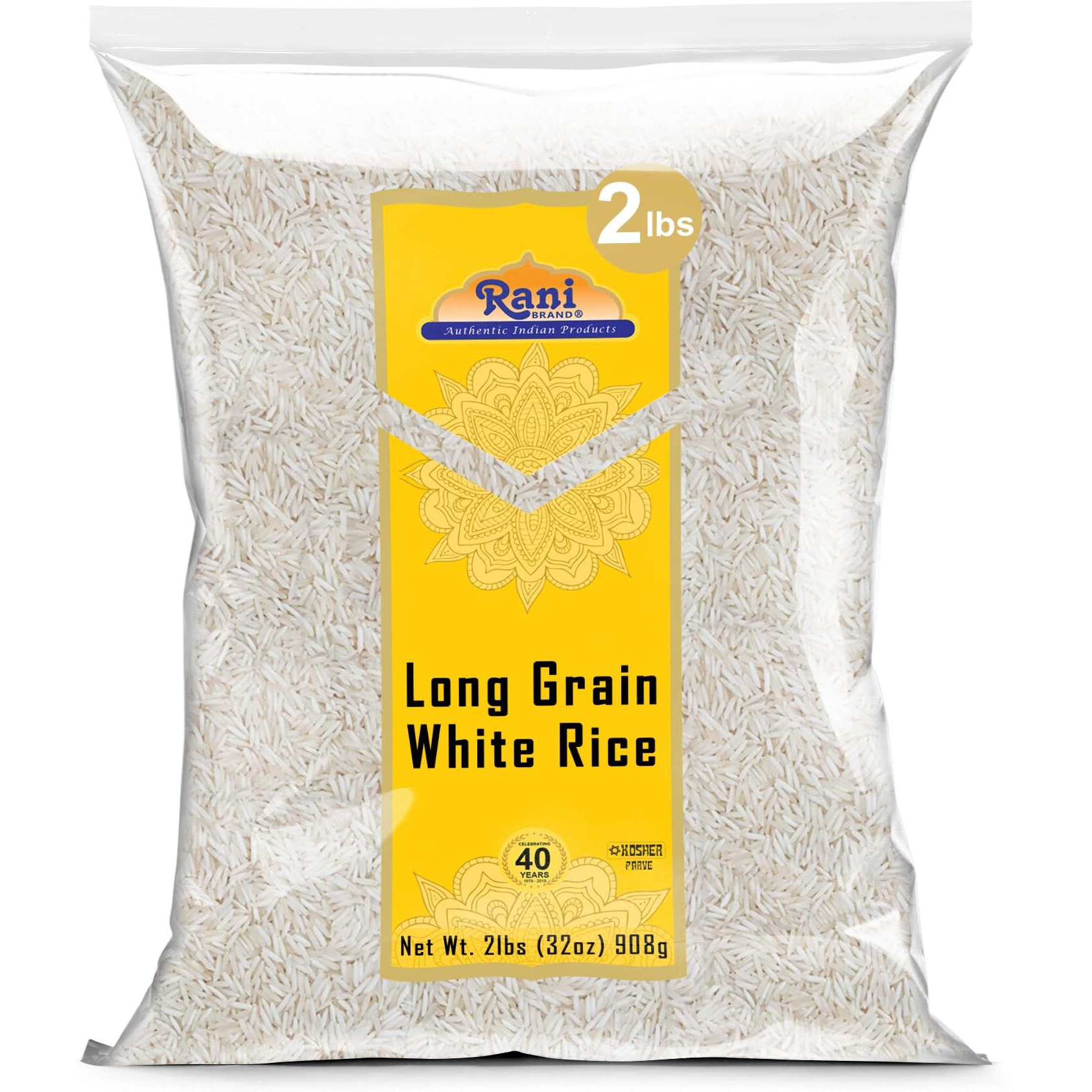 Rani Long Grain White Rice 32oz (2lbs) 908g ~ All Natural, Gluten Friendly, Vegan, Non-GMO, Kosher, Product of USA
