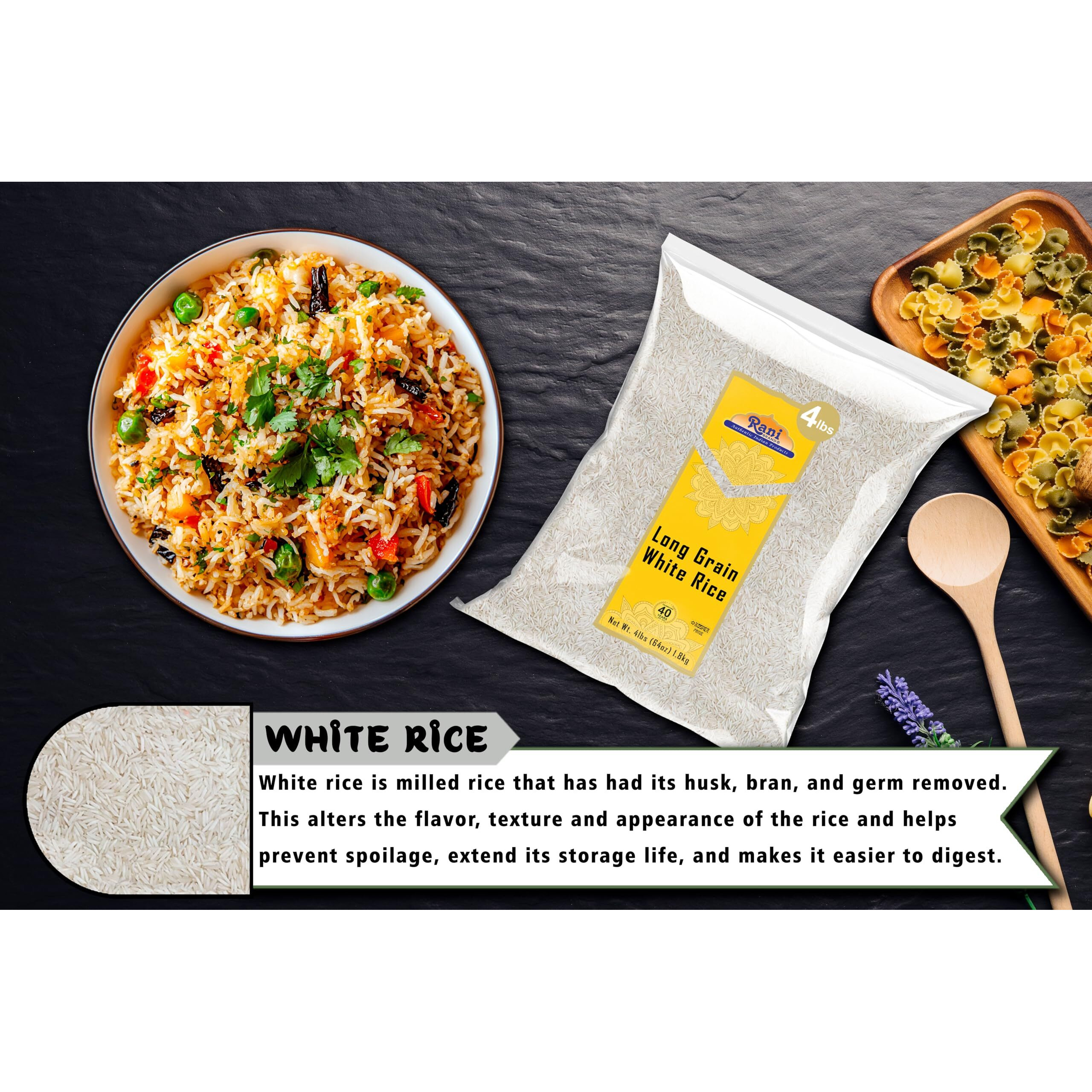 Rani Long Grain White Rice 64oz (4lbs) 1.81kg Bulk ~ All Natural, Gluten Friendly, Vegan, Non-GMO, Kosher, Product of USA