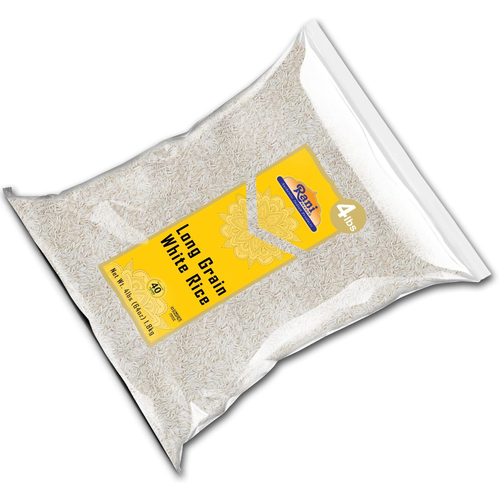 Rani Long Grain White Rice 64oz (4lbs) 1.81kg Bulk ~ All Natural, Gluten Friendly, Vegan, Non-GMO, Kosher, Product of USA