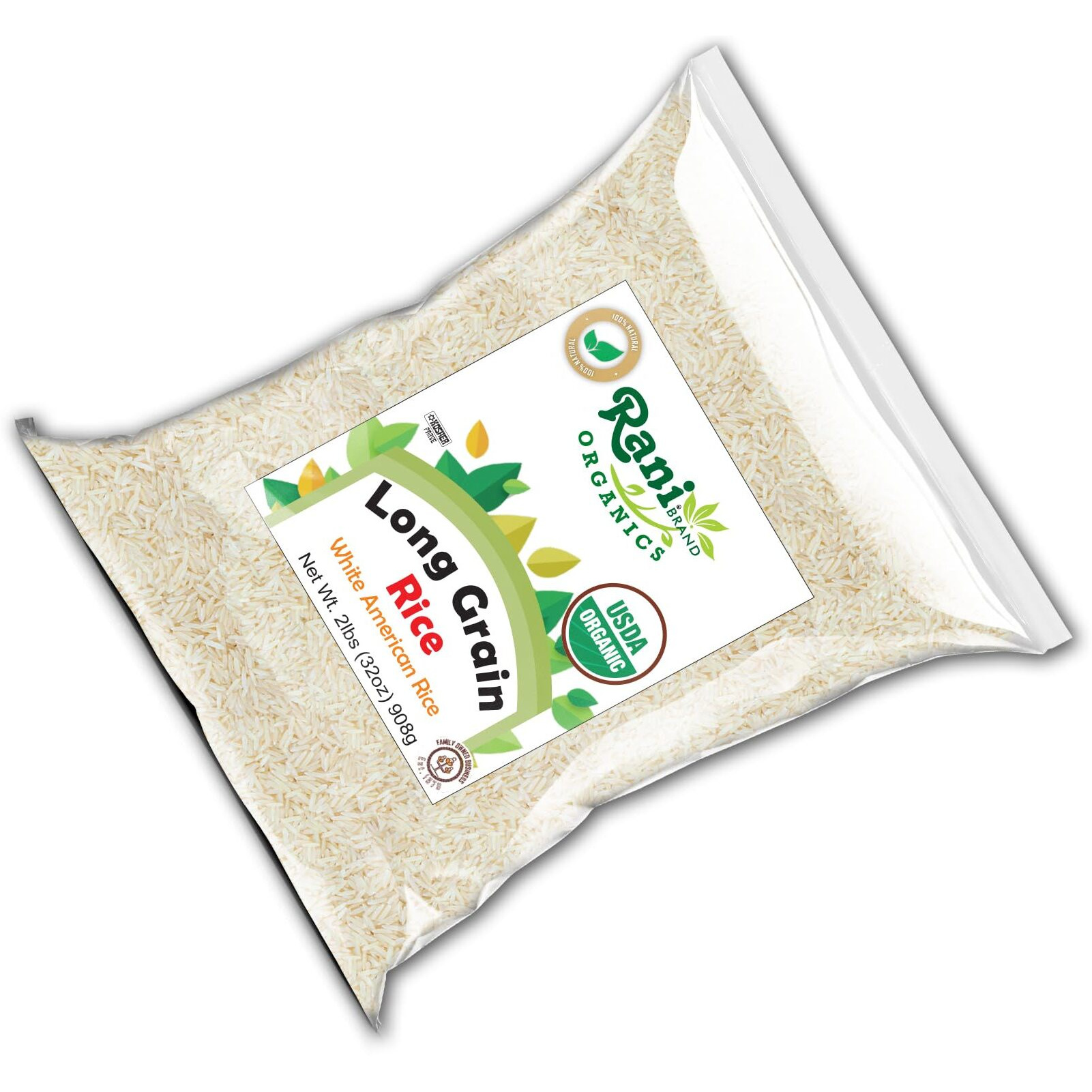 Rani Organic Long Grain White Rice 32oz (2lbs) 908g ~ All Natural, Gluten Friendly, Vegan, Non-GMO, Kosher, Product of USA, USDA Certified Organic