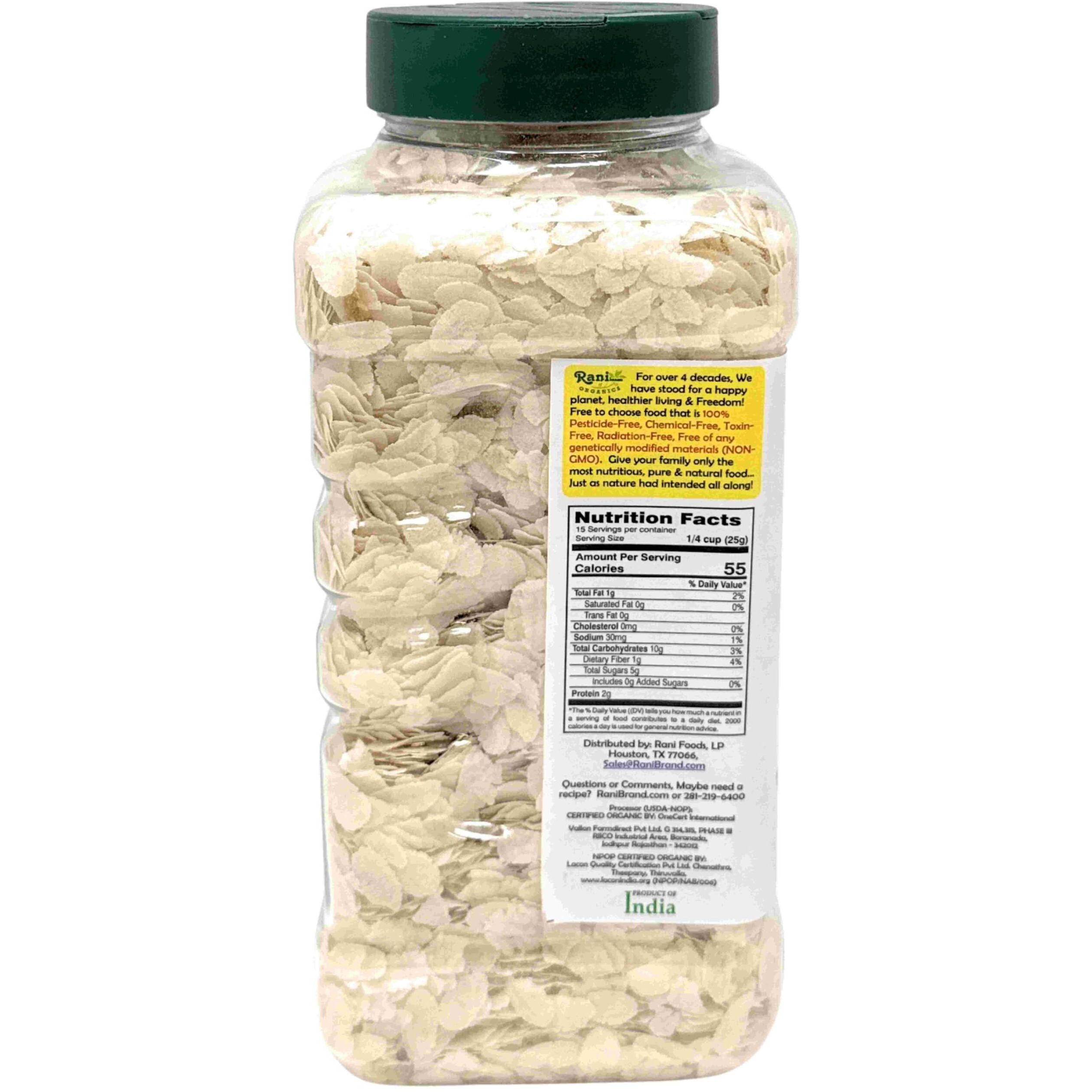 Rani Organic Poha (Powa) Thin Cut (Flattened Rice) 14oz (400g) PET Jar ~ All Natural, Salt-Free, Vegan, Kosher, No Colors, Gluten Friendly, Indian Origin, USDA Certified Organic