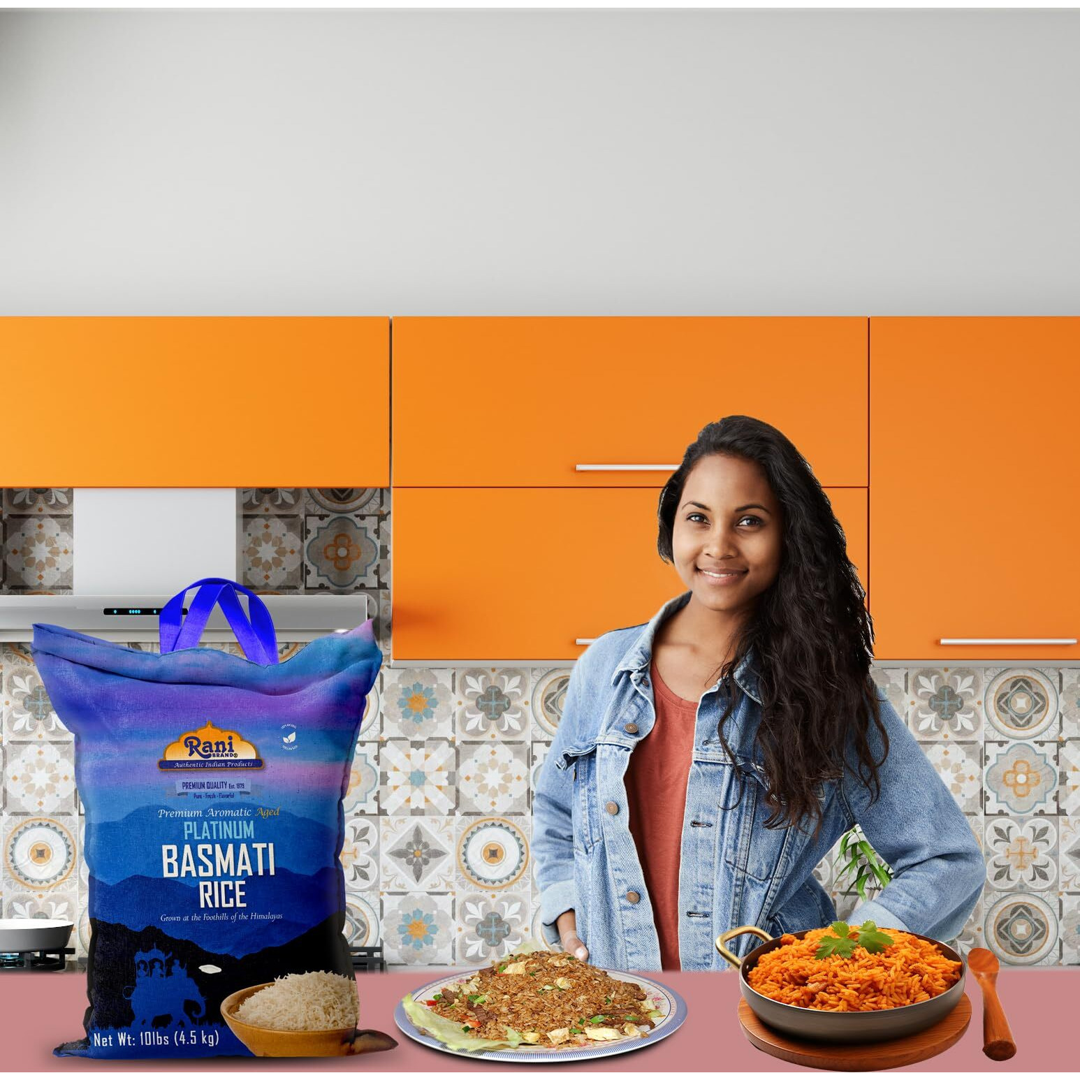 Rani Platinum White Basmati Rice Extra Long Aged 10-Pound Bag, 160oz (10lbs) 4.53kg ~ All Natural, Gluten Friendly, Vegan, Indian Origin, Kosher, Export Quality
