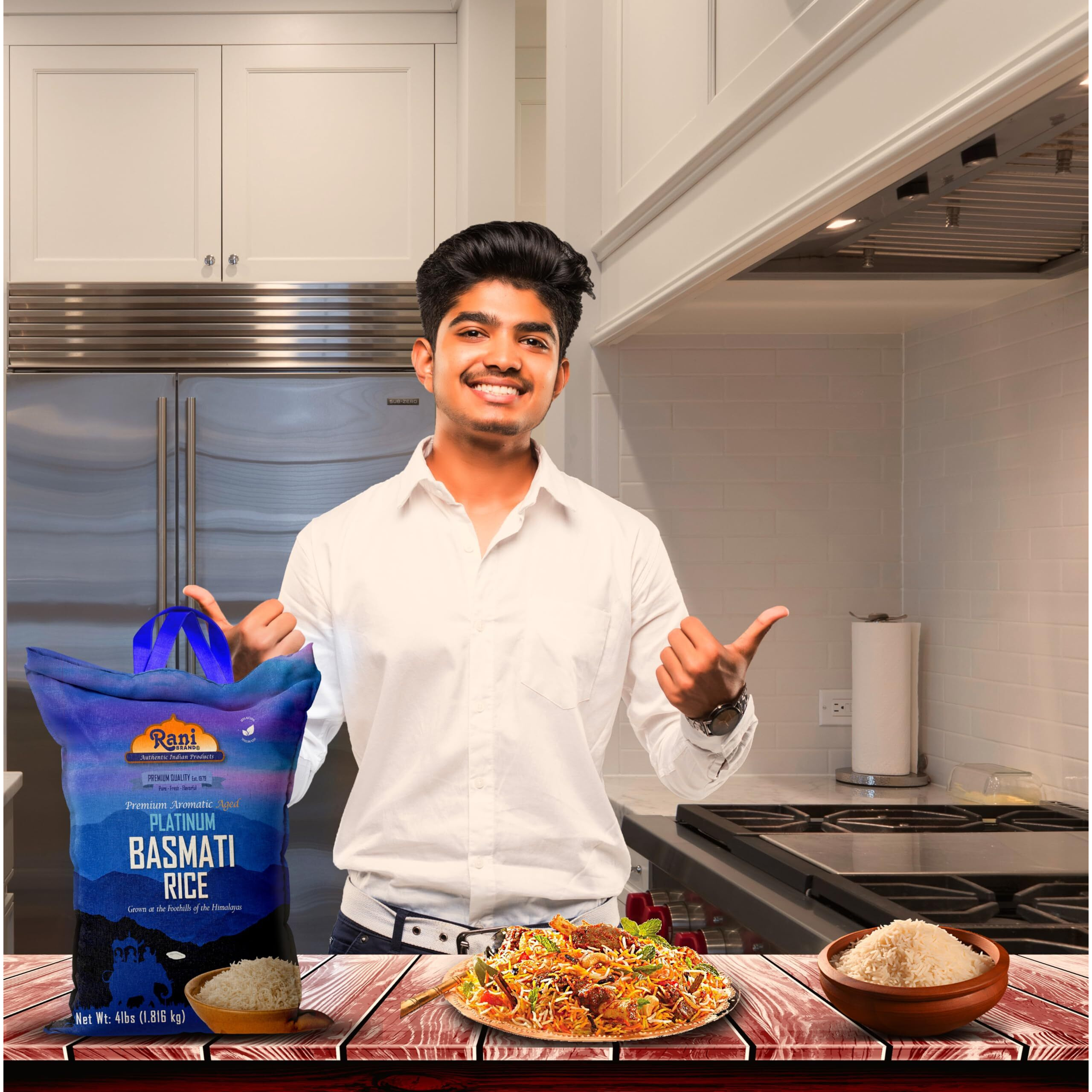 Rani Platinum White Basmati Rice Extra Long Aged 4-Pound Bag, 4lbs (64oz) 1.81kg ~ All Natural, Gluten Friendly, Kosher, Vegan, Indian Origin, Export Quality