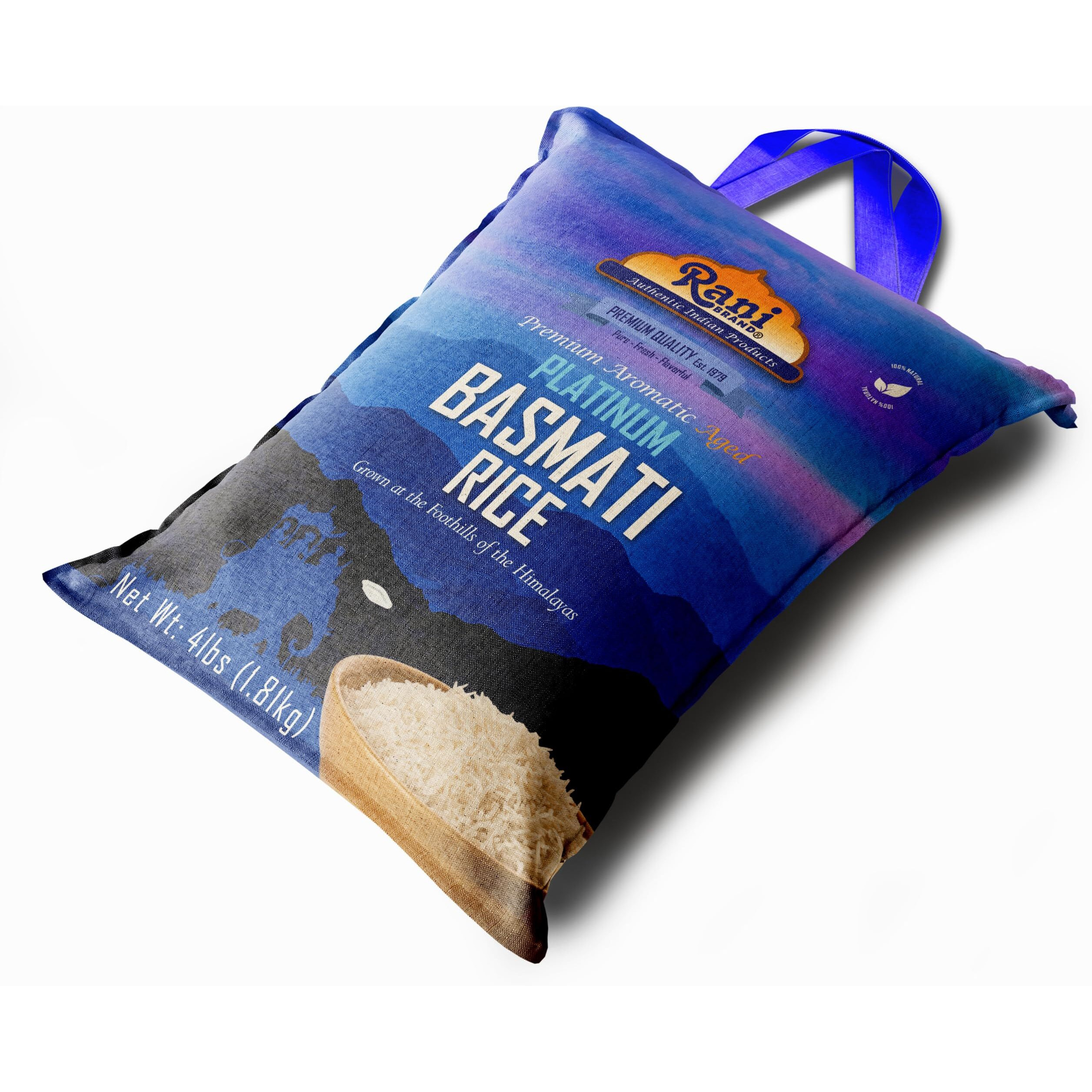 Rani Platinum White Basmati Rice Extra Long Aged 4-Pound Bag, 4lbs (64oz) 1.81kg ~ All Natural, Gluten Friendly, Kosher, Vegan, Indian Origin, Export Quality