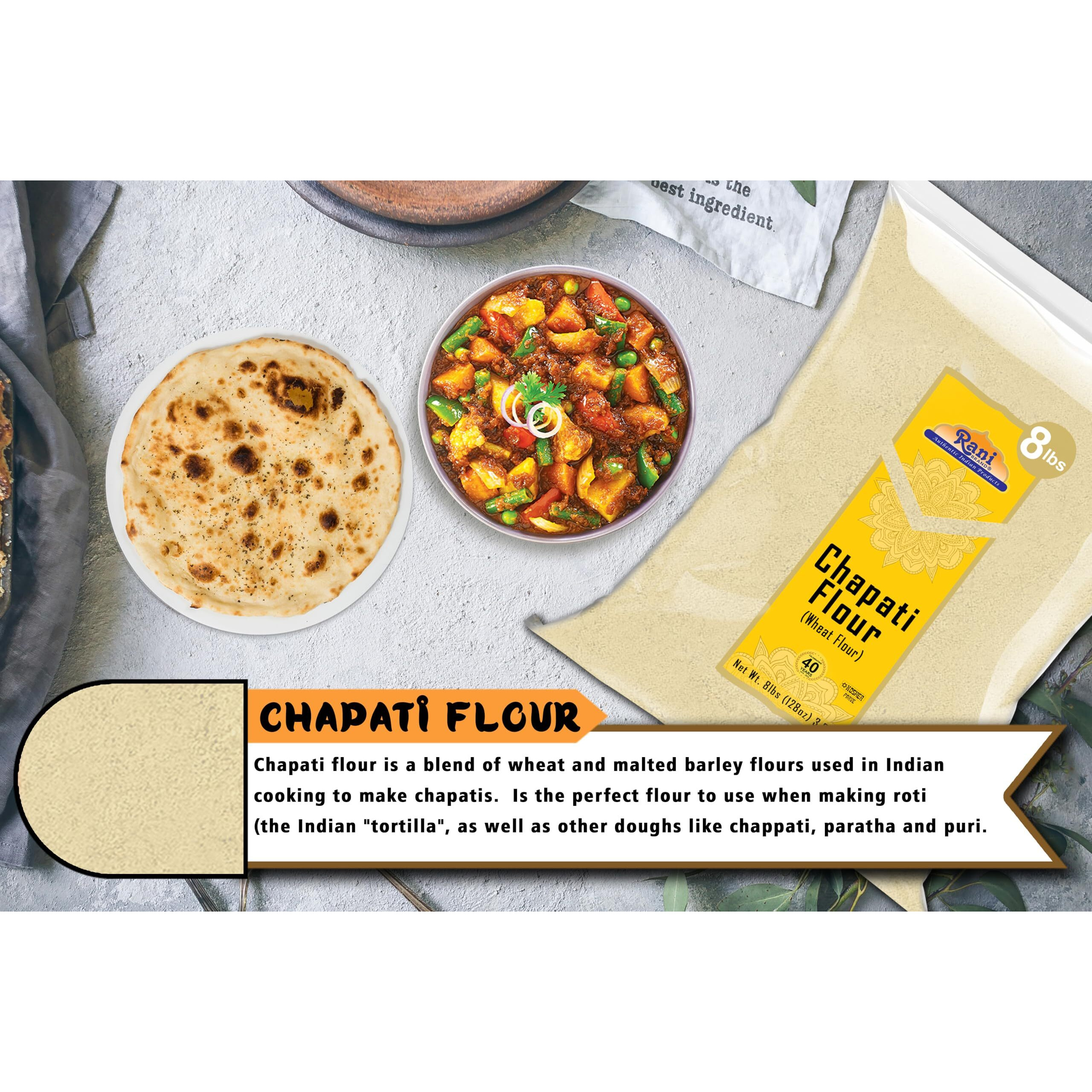 Rani Chapati Flour (100% Pure Whole Wheat Atta), For Making Roti & Indian Breads 128oz (8lbs) 3.63kg Bulk ~ All Natural, Vegan, No Salt or Colors, NON-GMO, Kosher, Indian Origin