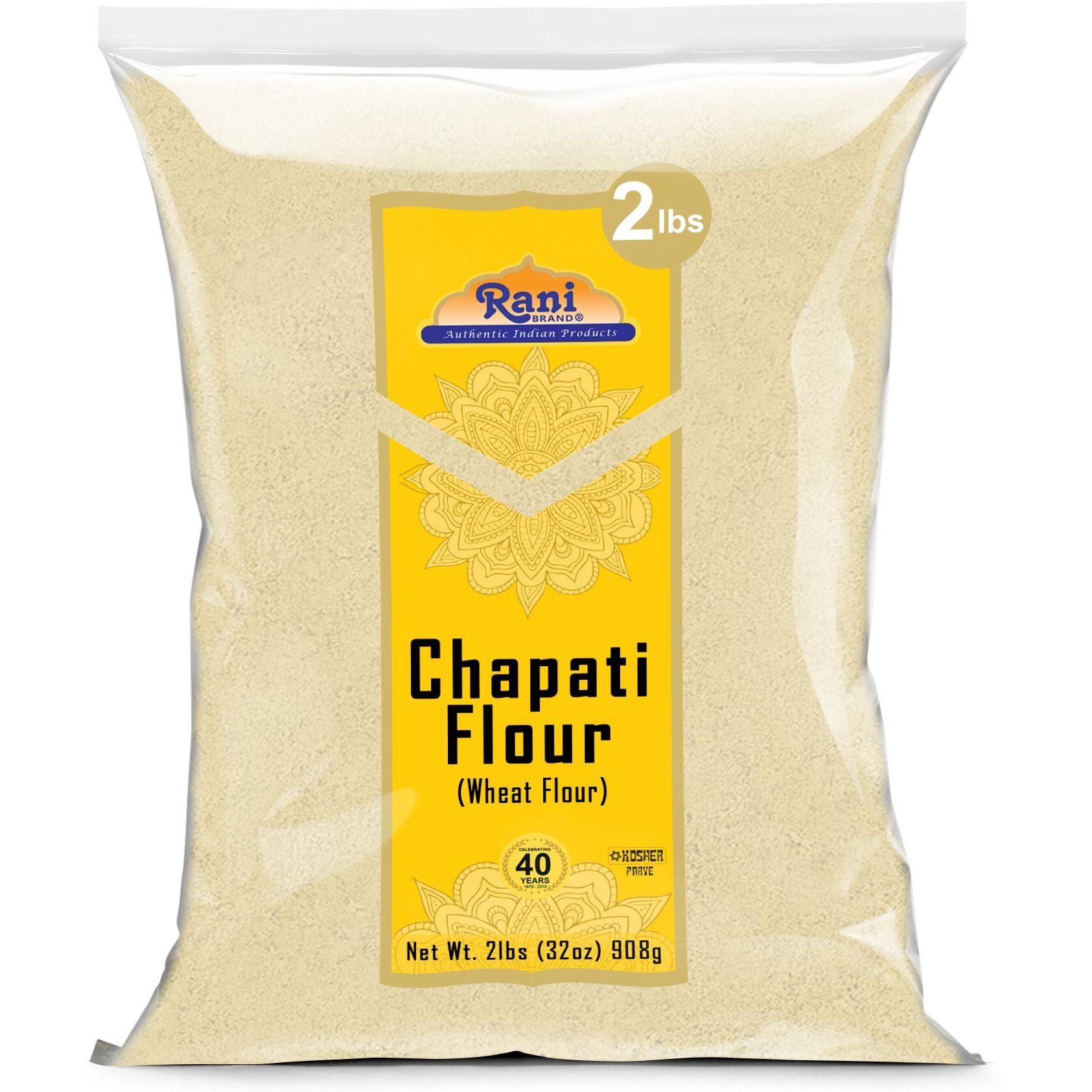 Rani Chapati Flour (100% Pure Whole Wheat Atta), For Making Roti & Indian Breads 32oz (2lbs) 908g ~ All Natural, Vegan, No Salt or Colors, NON-GMO, Kosher, Indian Origin