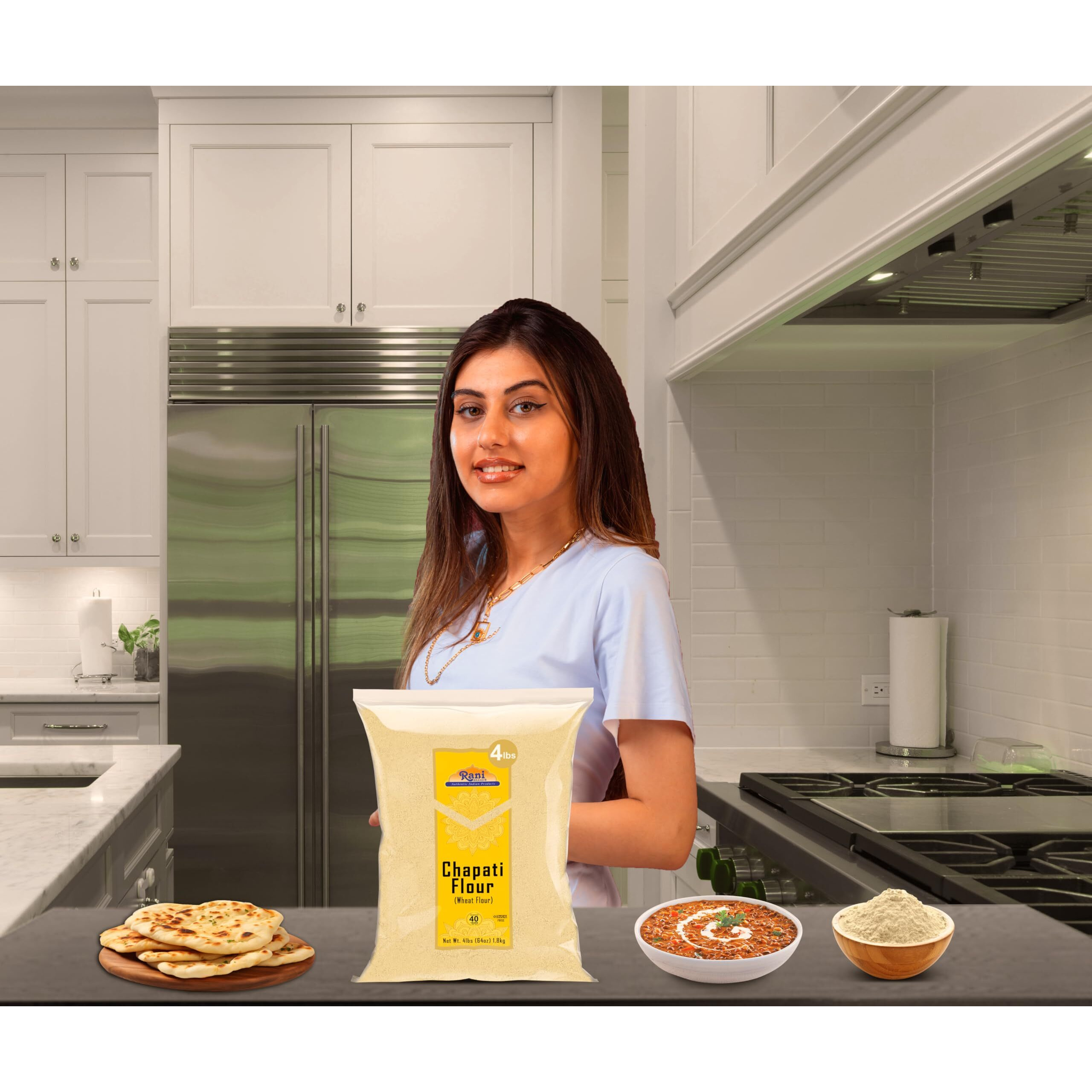 Rani Chapati Flour (100% Pure Whole Wheat Atta), For Making Roti & Indian Breads 64oz (4lbs) 1.81kg Bulk ~ All Natural, Vegan, No Salt or Colors, NON-GMO, Kosher, Indian Origin